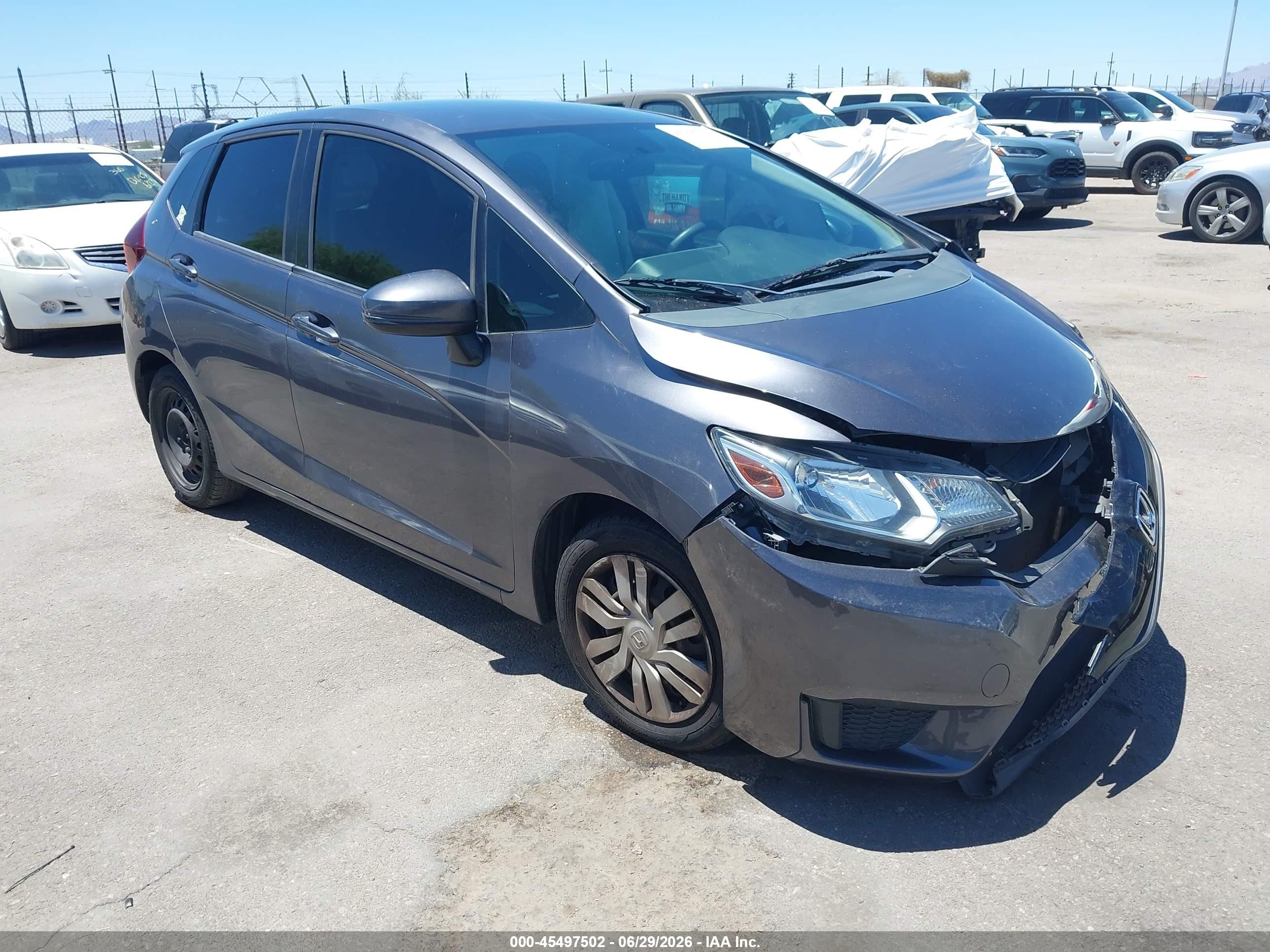 2015 Honda Fit Lx Gray vin: 3HGGK5H59FM717252