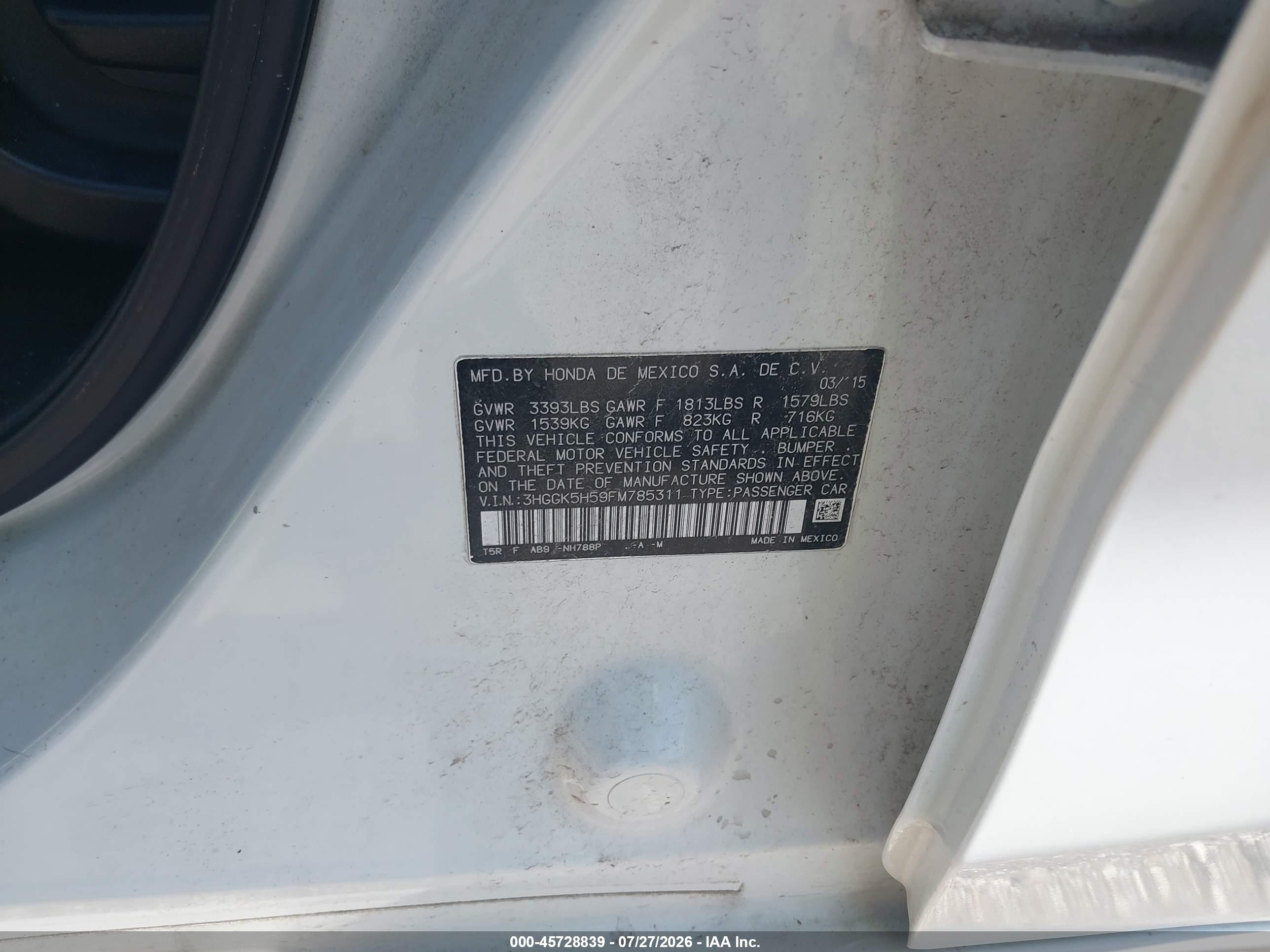 2015 Honda Fit Lx White vin: 3HGGK5H59FM785311