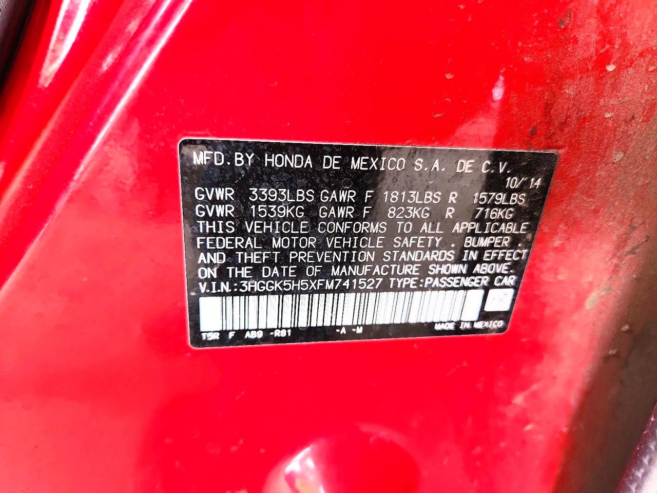 2015 Honda Fit Lx Red vin: 3HGGK5H5XFM741527