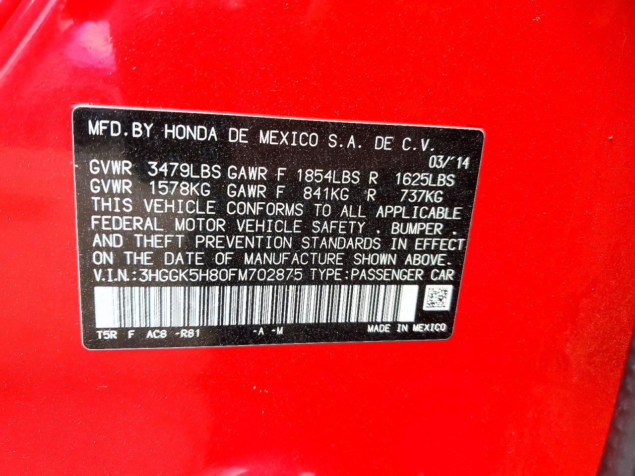 2015 Honda Fit Ex Красный vin: 3HGGK5H80FM702875
