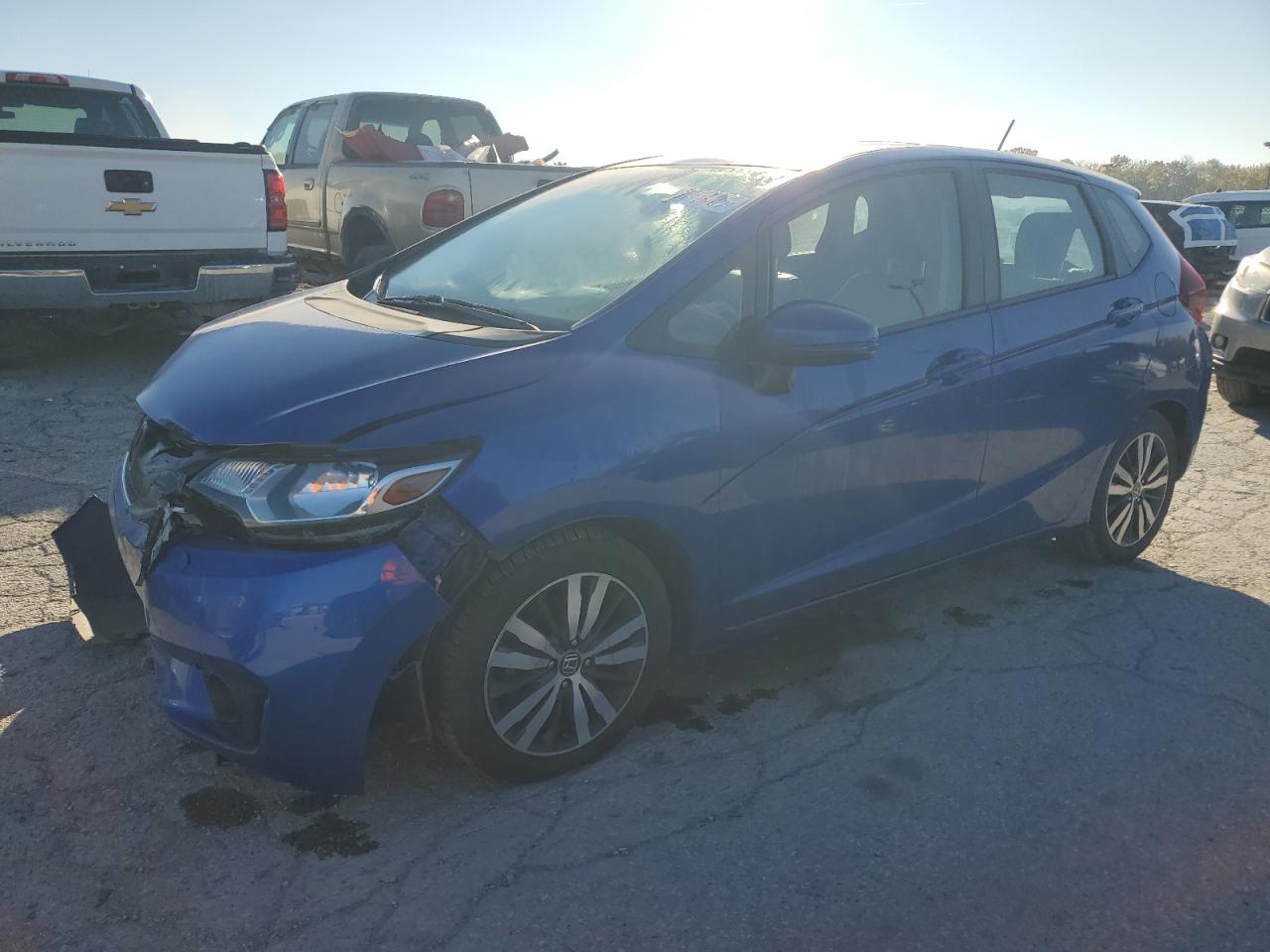 2015 Honda Fit Ex Blue vin: 3HGGK5H80FM733530