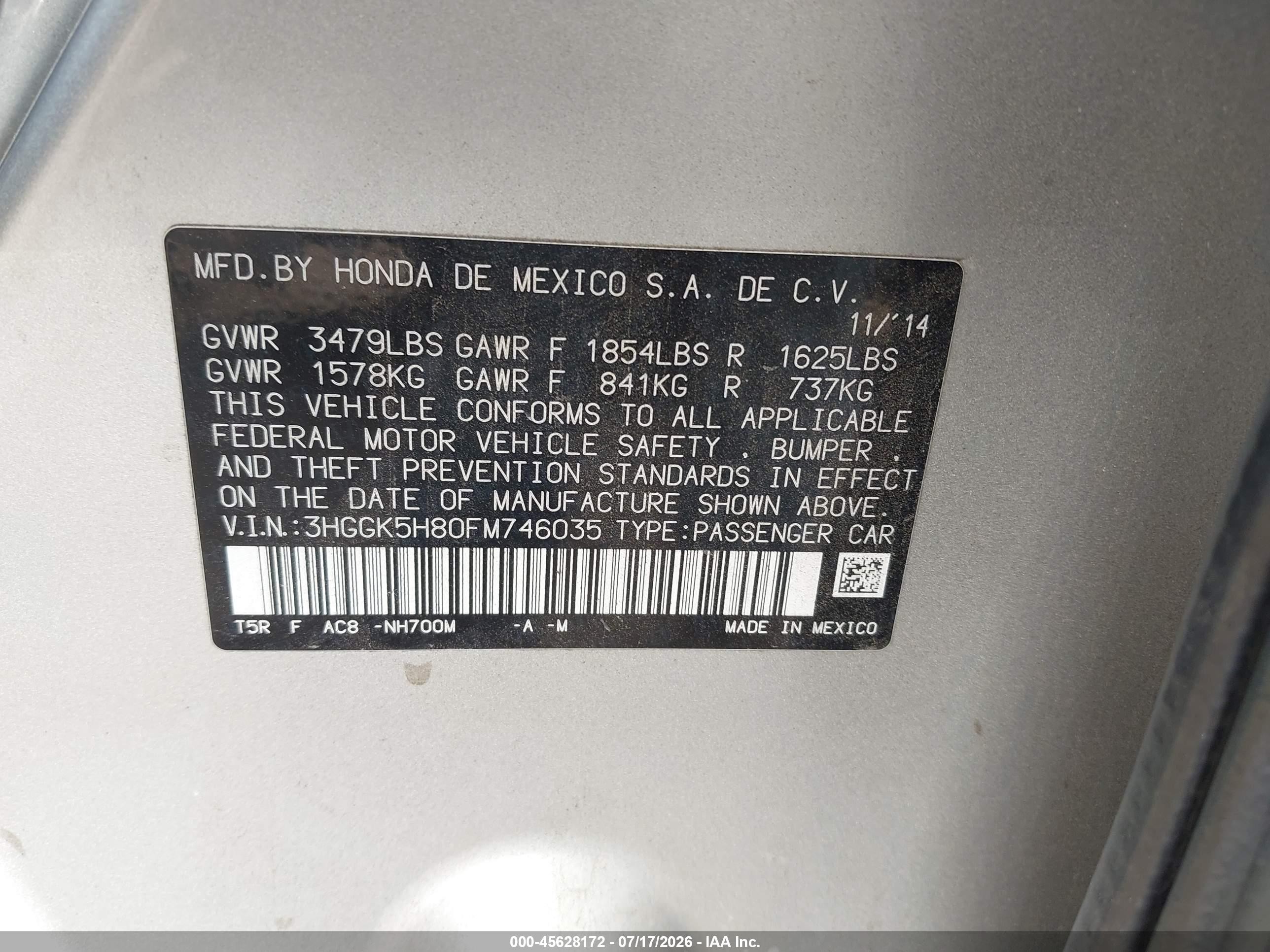 2015 Honda Fit Ex/ex-l Silver vin: 3HGGK5H80FM746035
