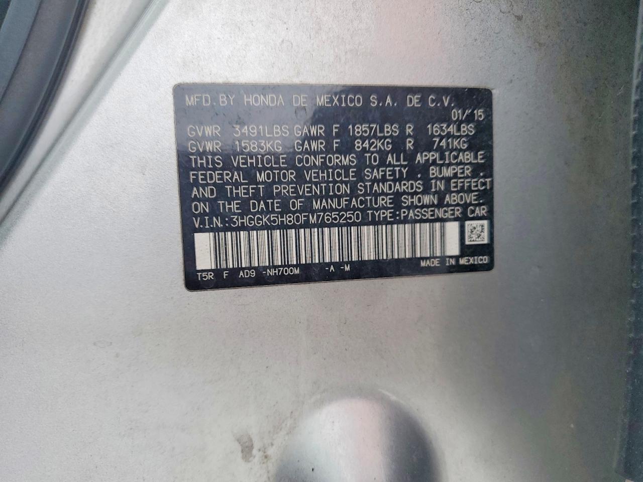 2015 Honda Fit Ex Silver vin: 3HGGK5H80FM765250