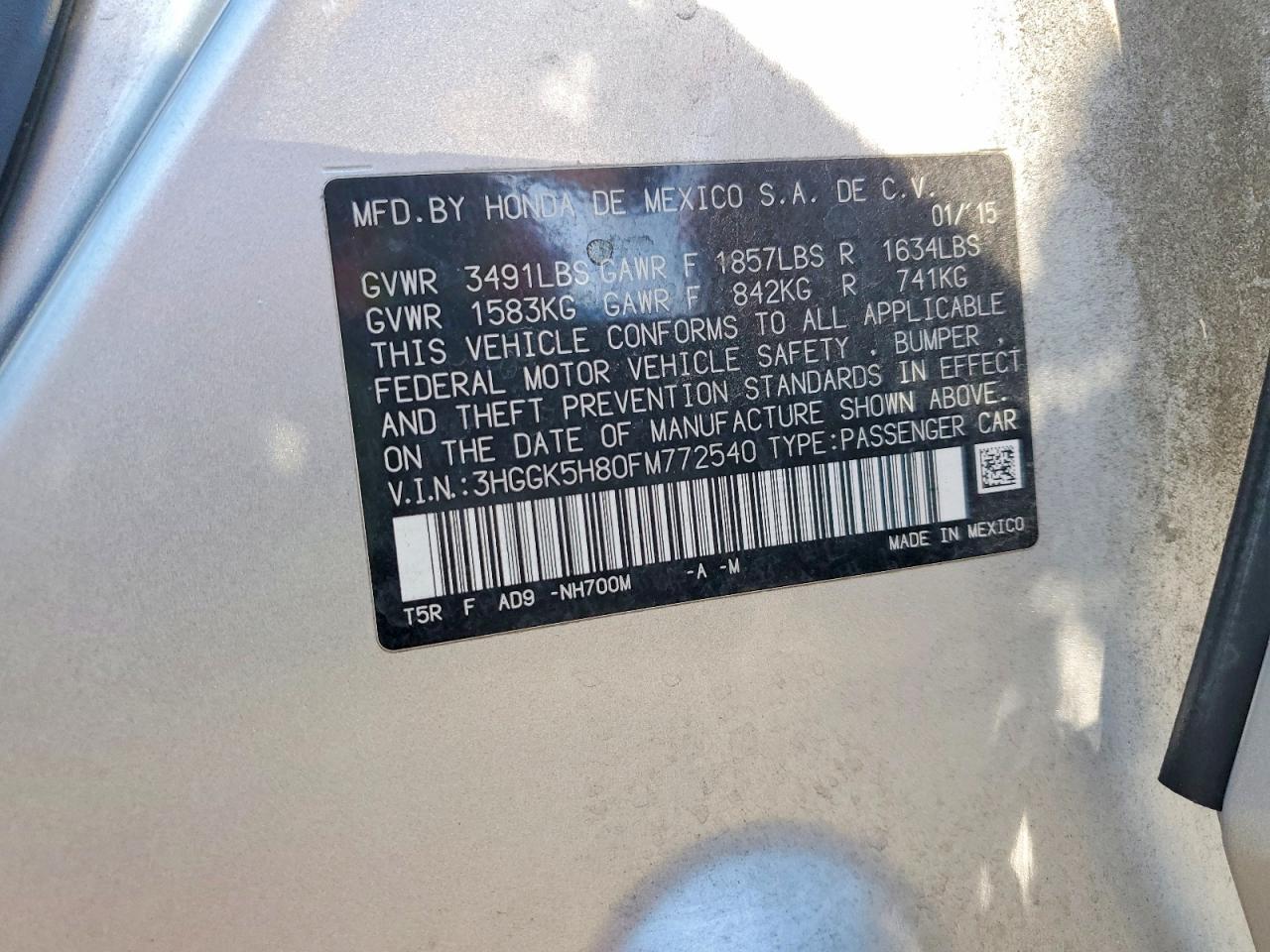 2015 Honda Fit Ex Silver vin: 3HGGK5H80FM772540