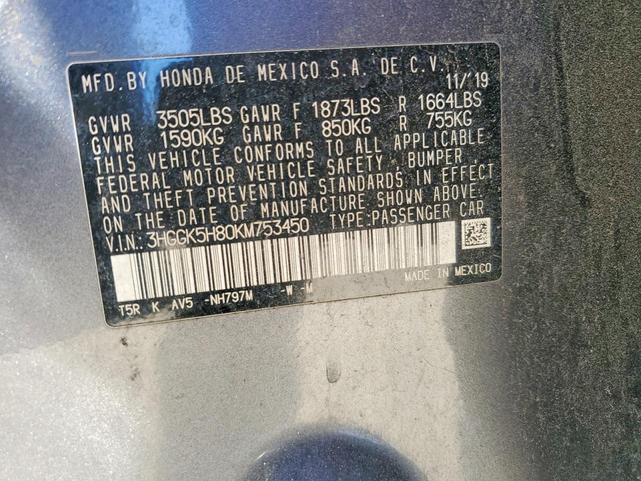 2019 Honda Fit Ex Серый vin: 3HGGK5H80KM753450