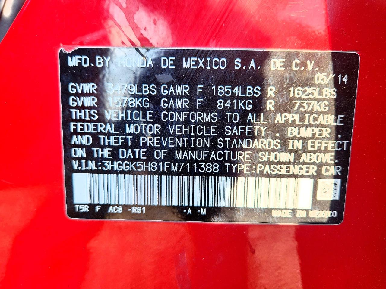 2015 Honda Fit Ex Red vin: 3HGGK5H81FM711388