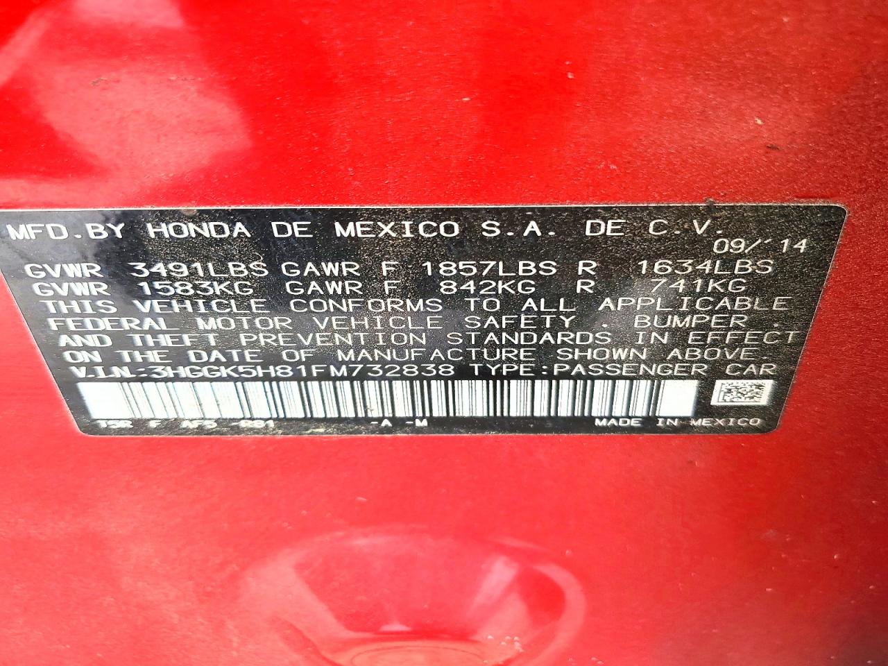 2015 Honda Fit Ex Red vin: 3HGGK5H81FM732838