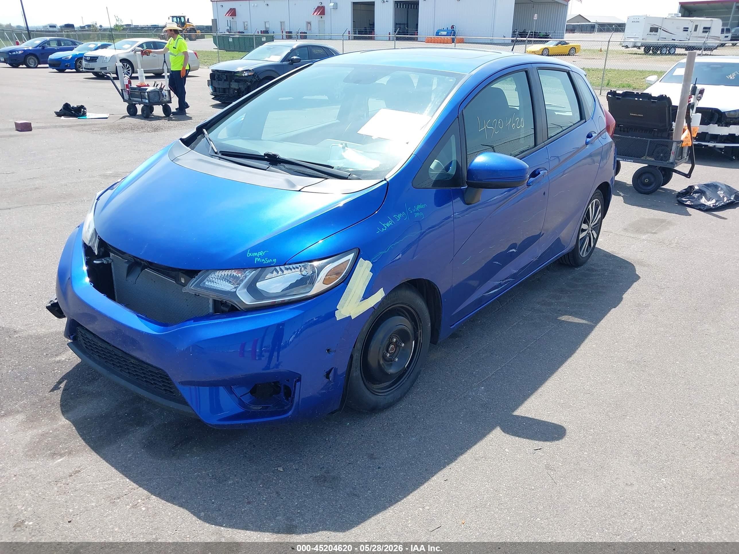 2015 Honda Fit Ex/ex-l Blue vin: 3HGGK5H81FM738249