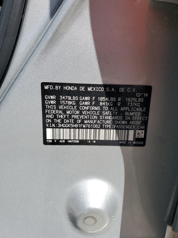 2015 Honda Fit Ex Серебряный vin: 3HGGK5H81FM761062