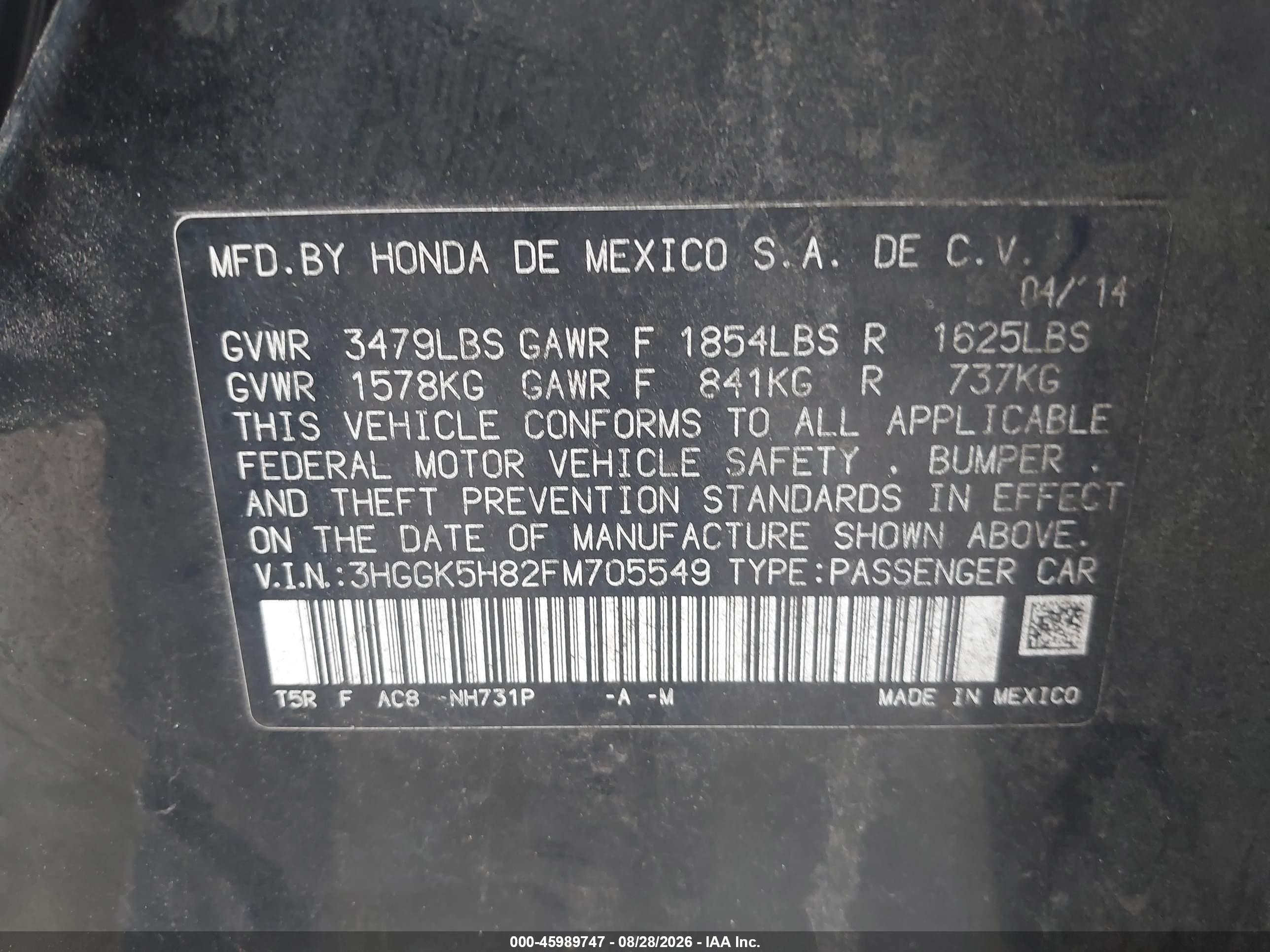 2015 Honda Fit Ex/ex-l Black vin: 3HGGK5H82FM705549