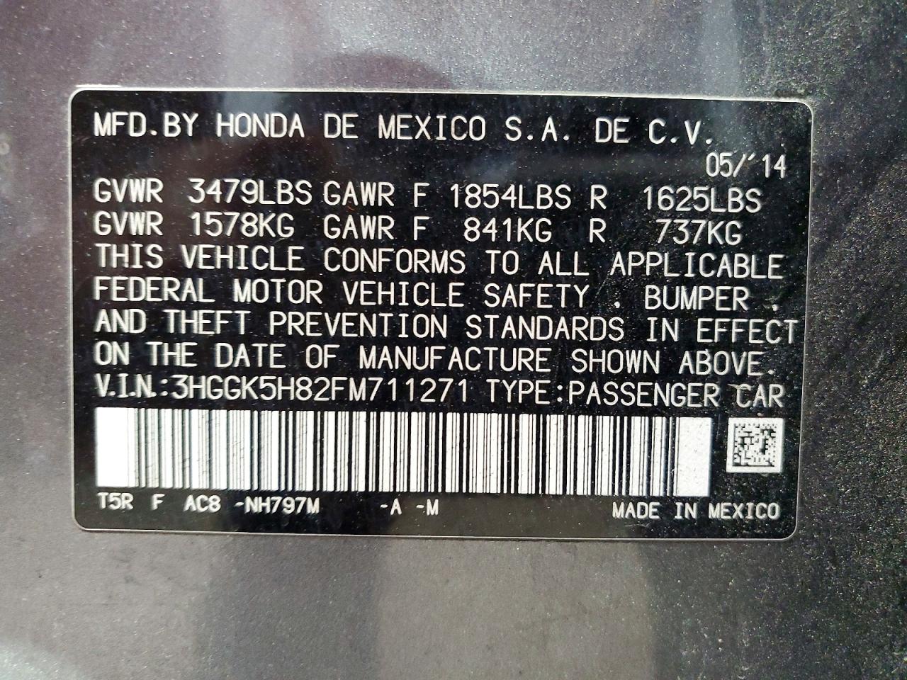 2015 Honda Fit Ex Charcoal vin: 3HGGK5H82FM711271