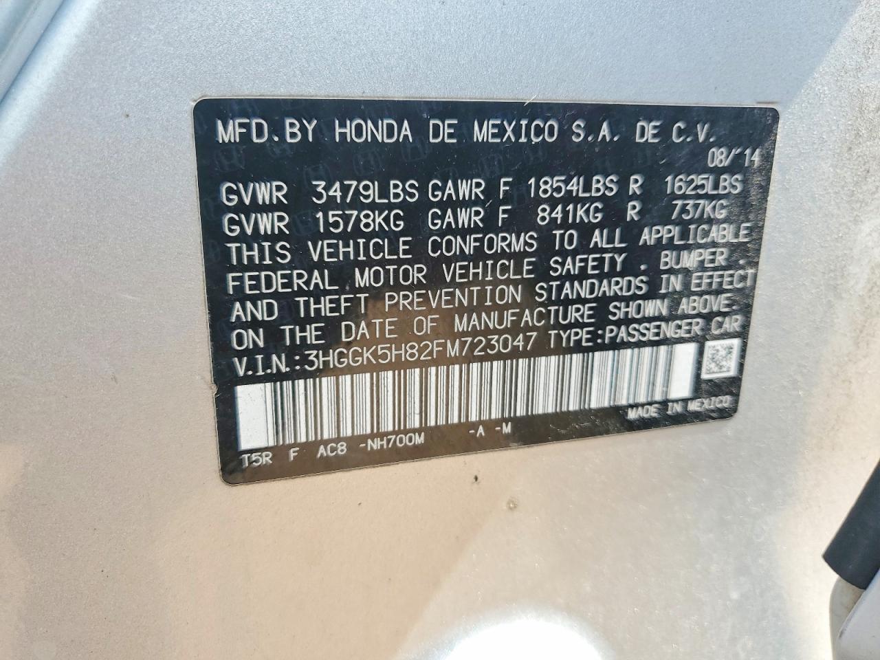 2015 Honda Fit Ex Silver vin: 3HGGK5H82FM723047