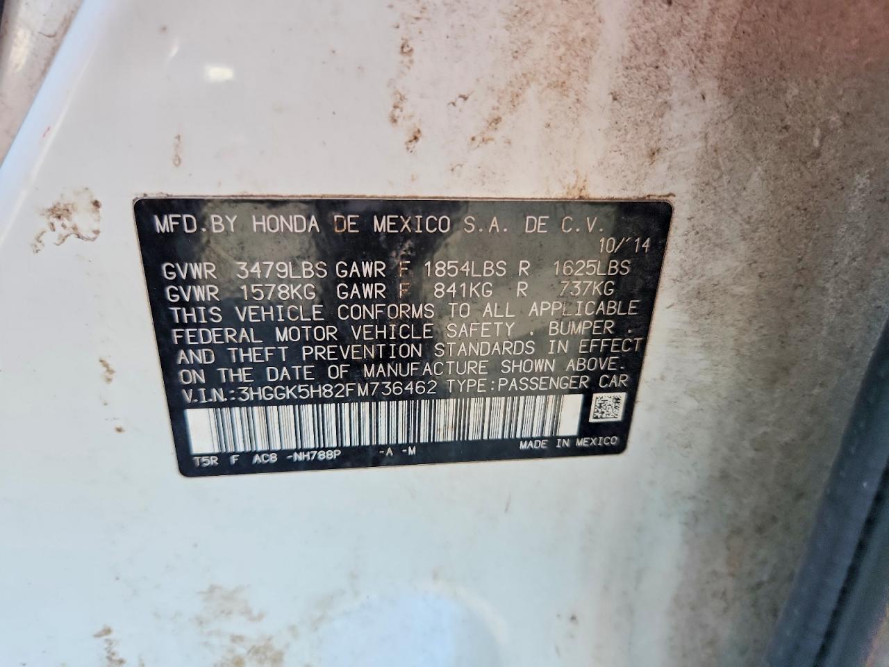 2015 Honda Fit Ex White vin: 3HGGK5H82FM736462