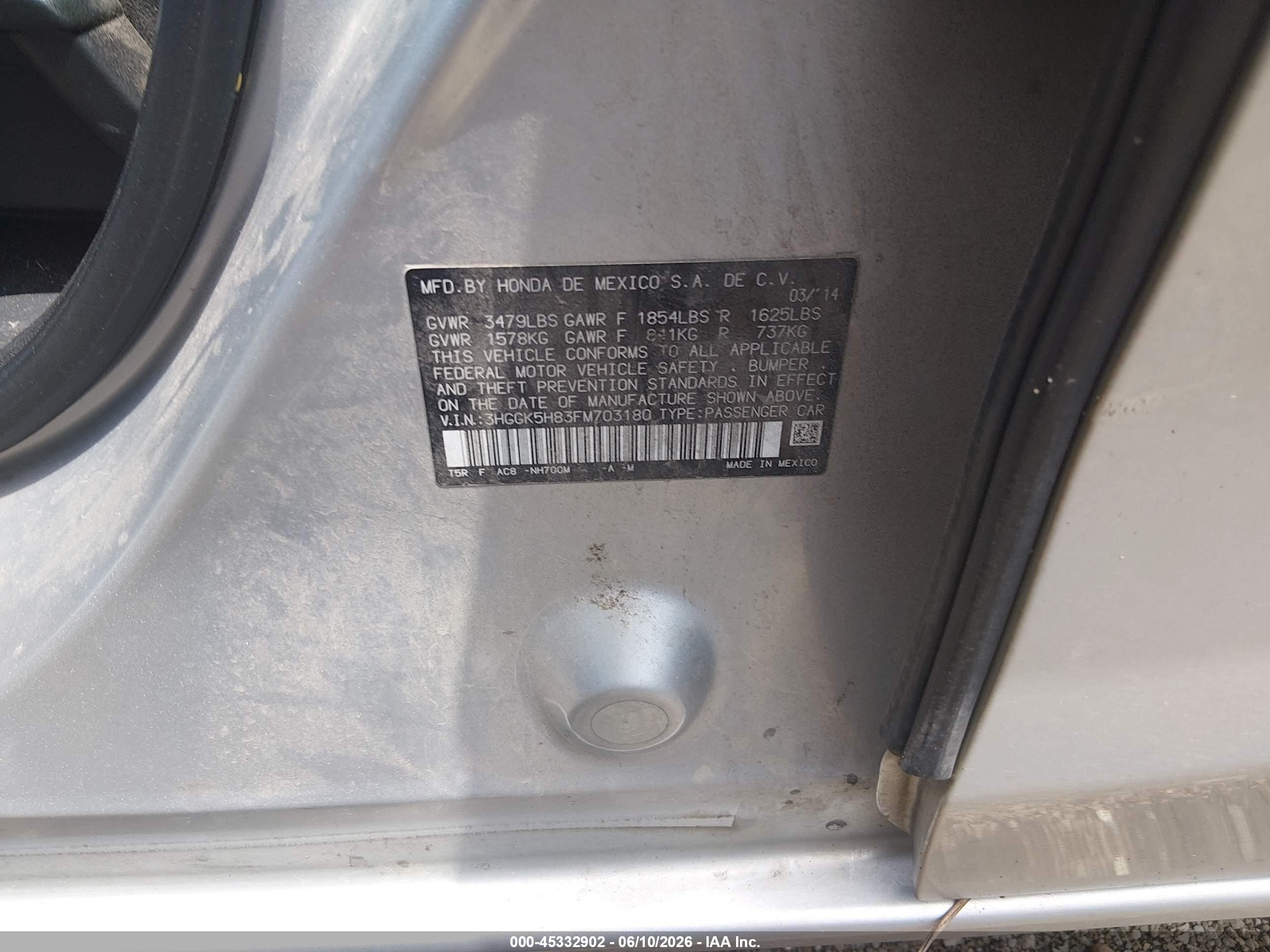 2015 Honda Fit Ex/ex-l Silver vin: 3HGGK5H83FM703180