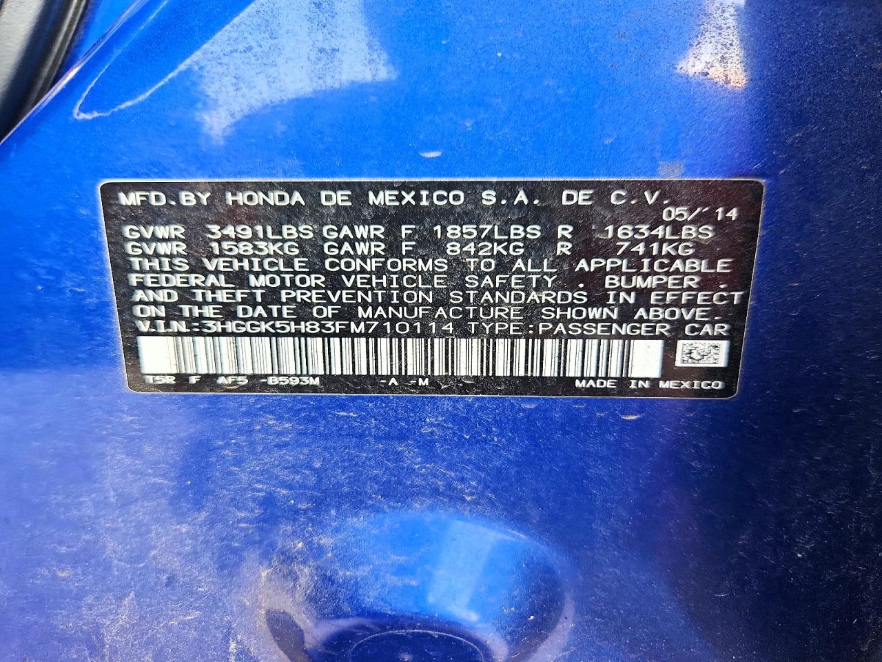 2015 Honda Fit Ex Blue vin: 3HGGK5H83FM710114