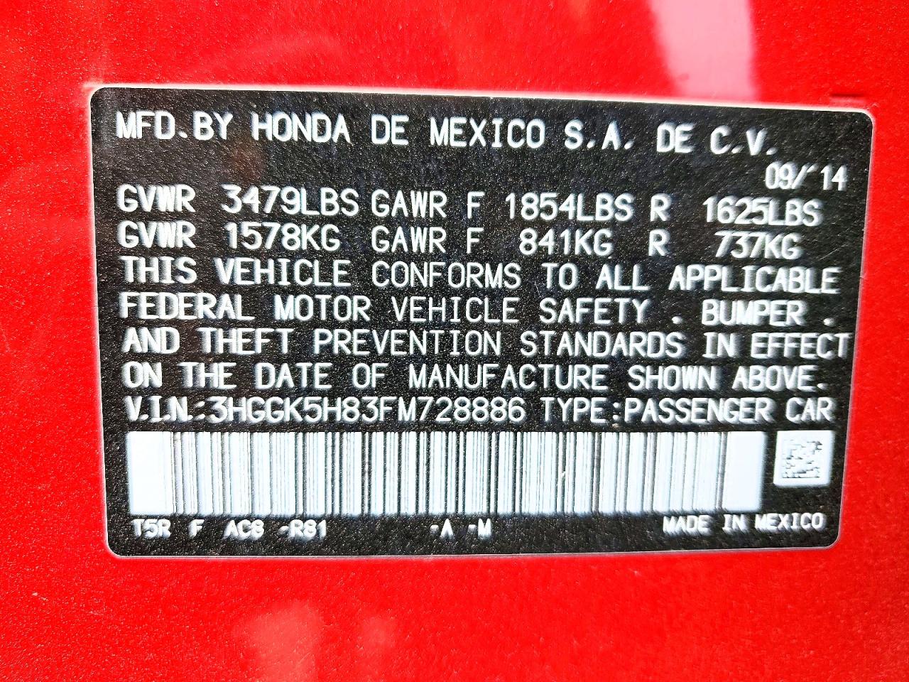 2015 Honda Fit Ex Red vin: 3HGGK5H83FM728886