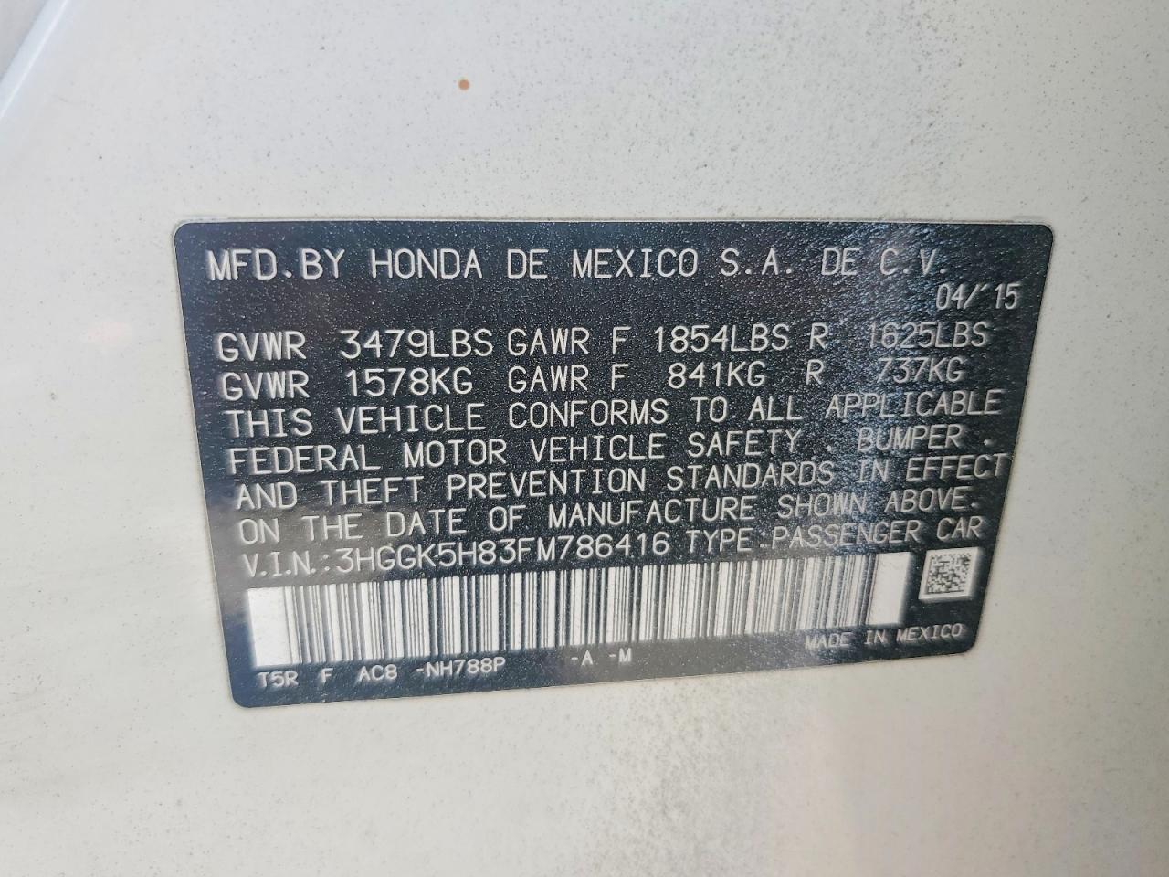 2015 Honda Fit Ex White vin: 3HGGK5H83FM786416