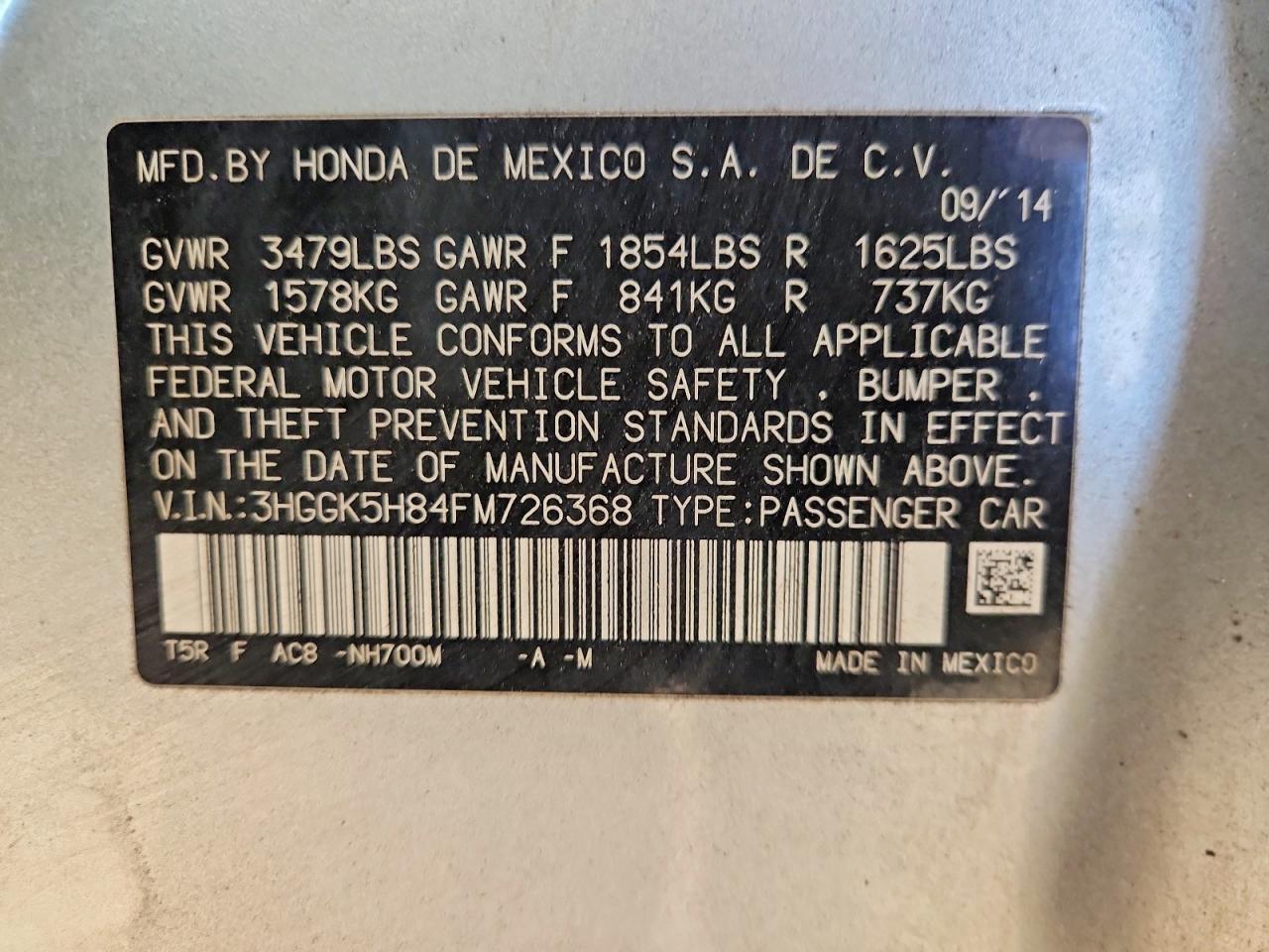 2015 Honda Fit Ex Silver vin: 3HGGK5H84FM726368