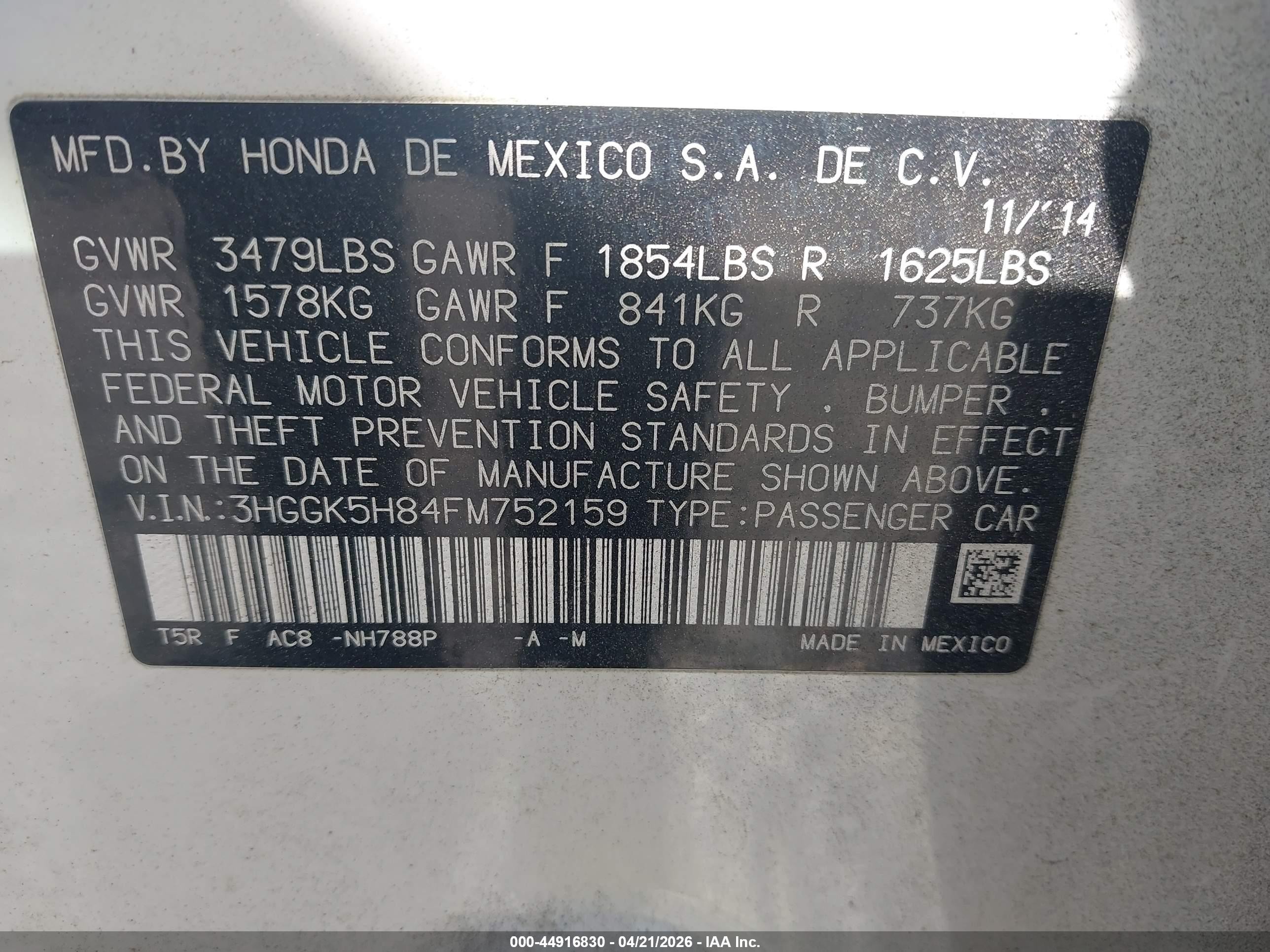 2015 Honda Fit Ex/ex-l Белый vin: 3HGGK5H84FM752159
