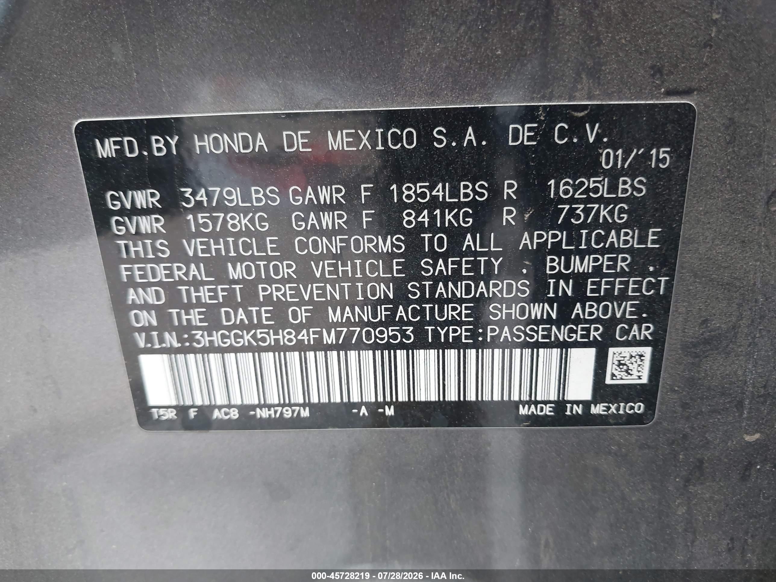 2015 Honda Fit Ex/ex-l Gray vin: 3HGGK5H84FM770953