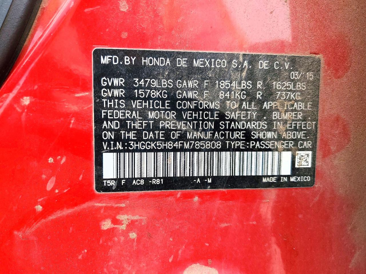2015 Honda Fit Ex Red vin: 3HGGK5H84FM785808