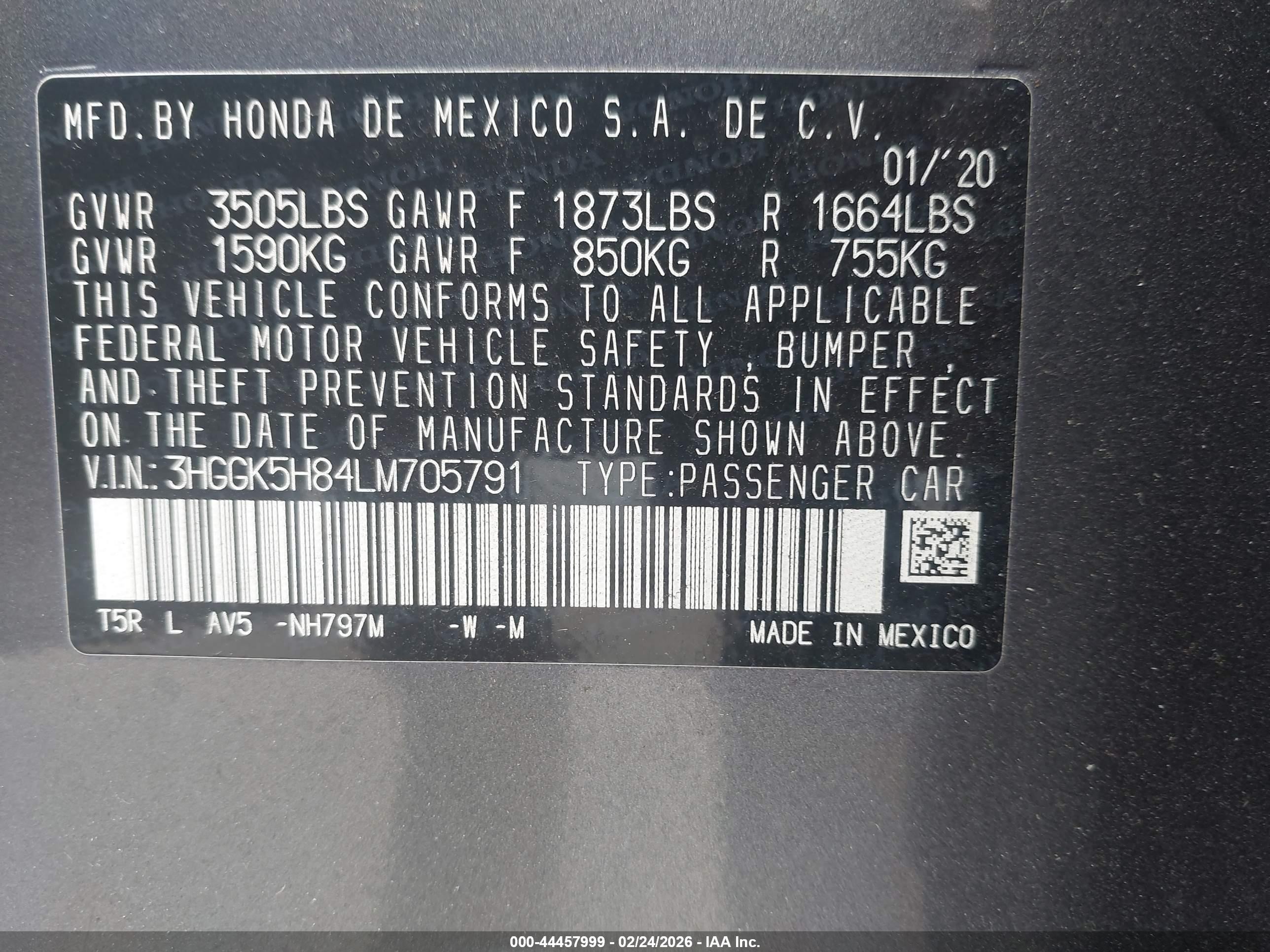2020 Honda Fit Ex Gray vin: 3HGGK5H84LM705791