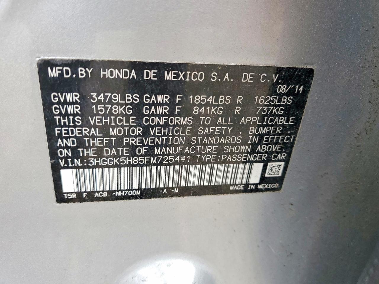 2015 Honda Fit Ex Серебряный vin: 3HGGK5H85FM725441