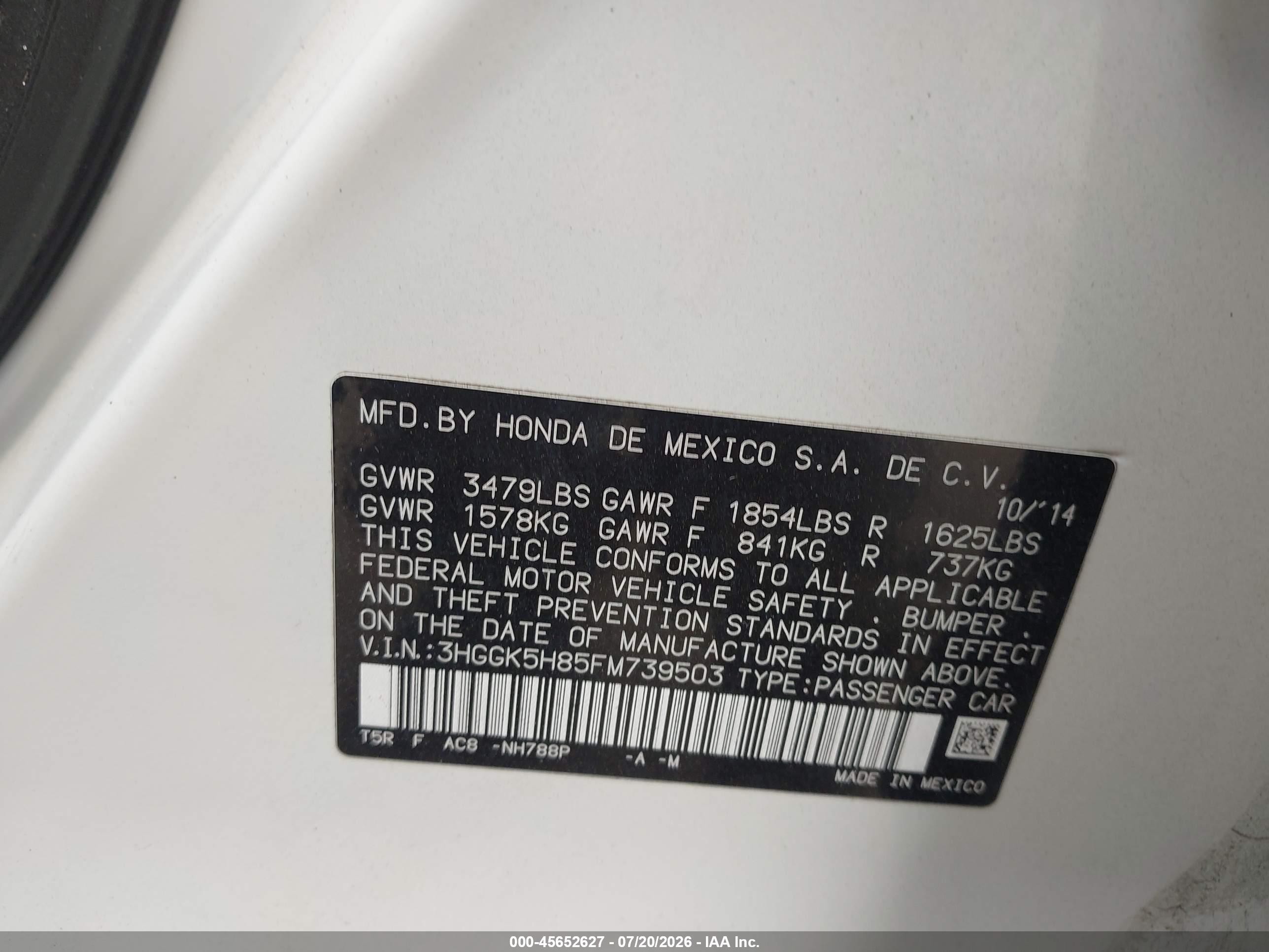2015 Honda Fit Ex/ex-l White vin: 3HGGK5H85FM739503