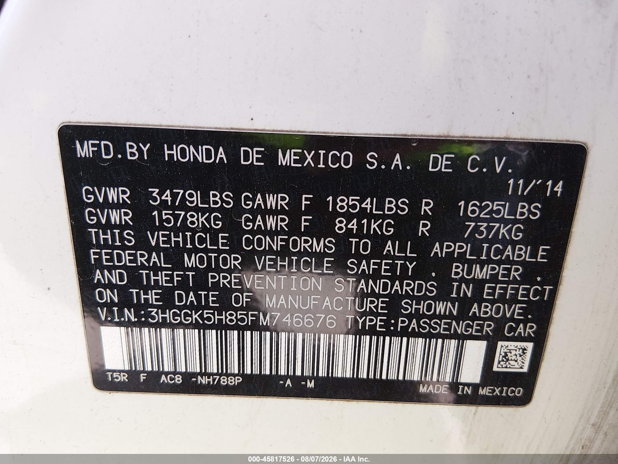 2015 Honda Fit Ex/ex-l Синий vin: 3HGGK5H85FM746676