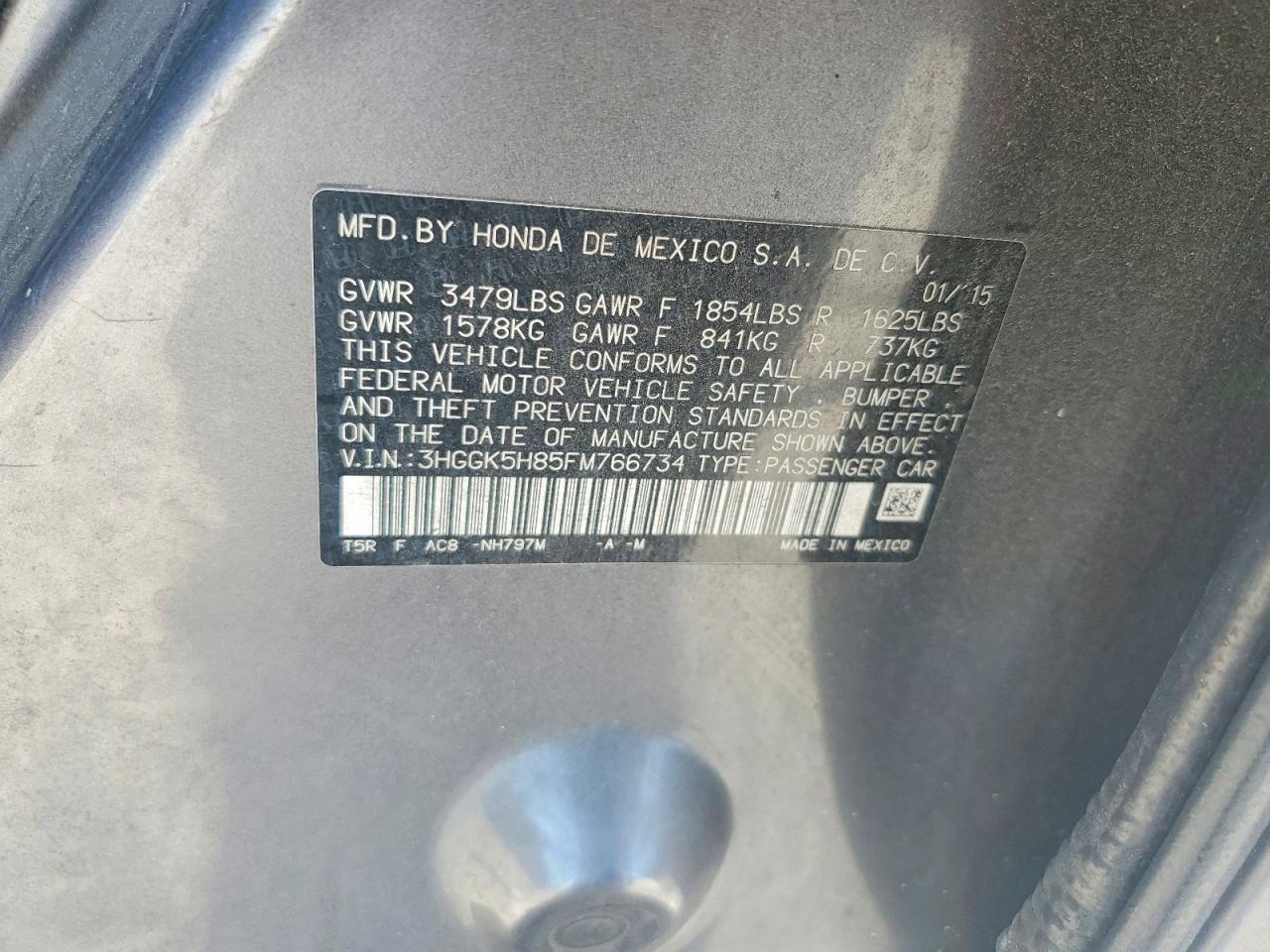 2015 Honda Fit Ex Gray vin: 3HGGK5H85FM766734