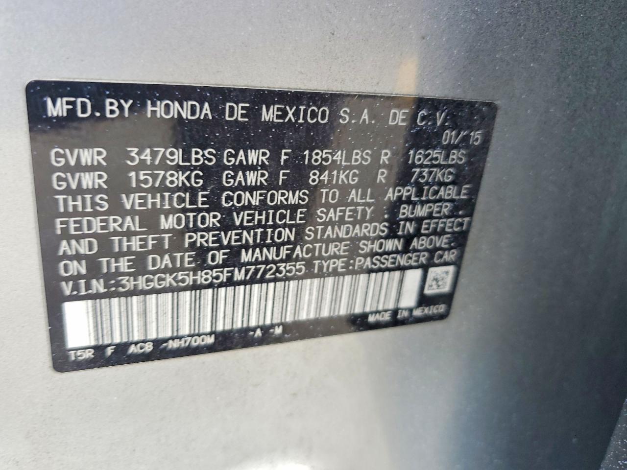 2015 Honda Fit Ex Silver vin: 3HGGK5H85FM772355