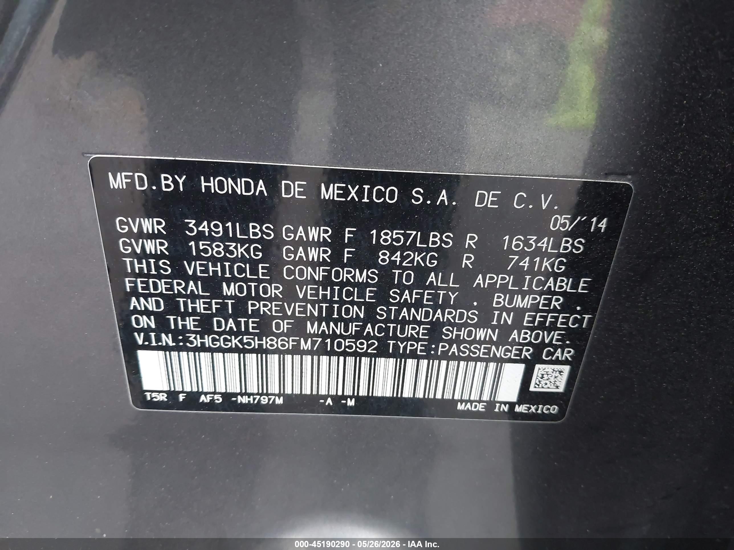 2015 Honda Fit Ex/ex-l Серый vin: 3HGGK5H86FM710592