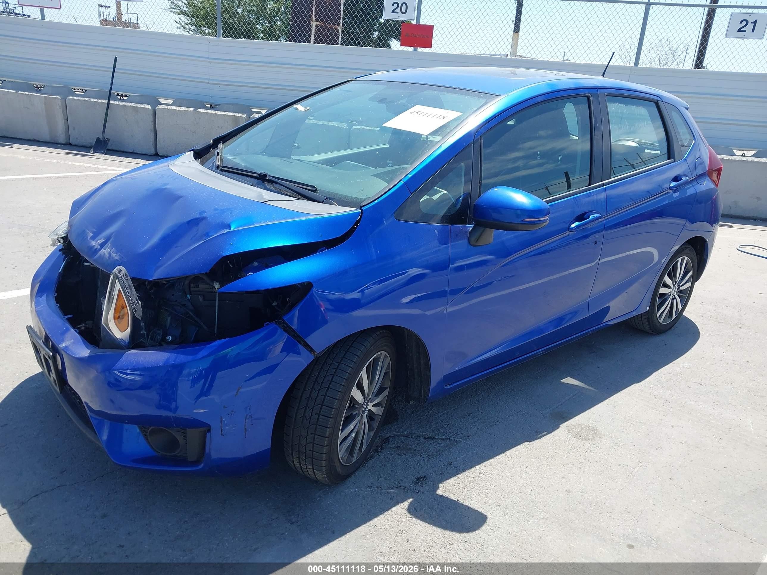 2015 Honda Fit Ex/ex-l Blue vin: 3HGGK5H86FM735671