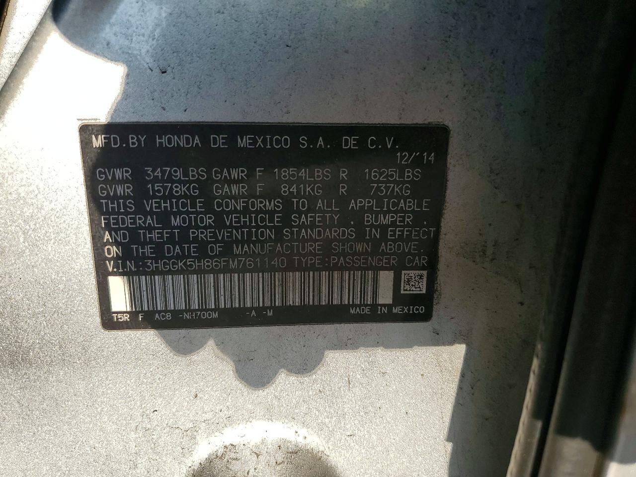2015 Honda Fit Ex Silver vin: 3HGGK5H86FM761140