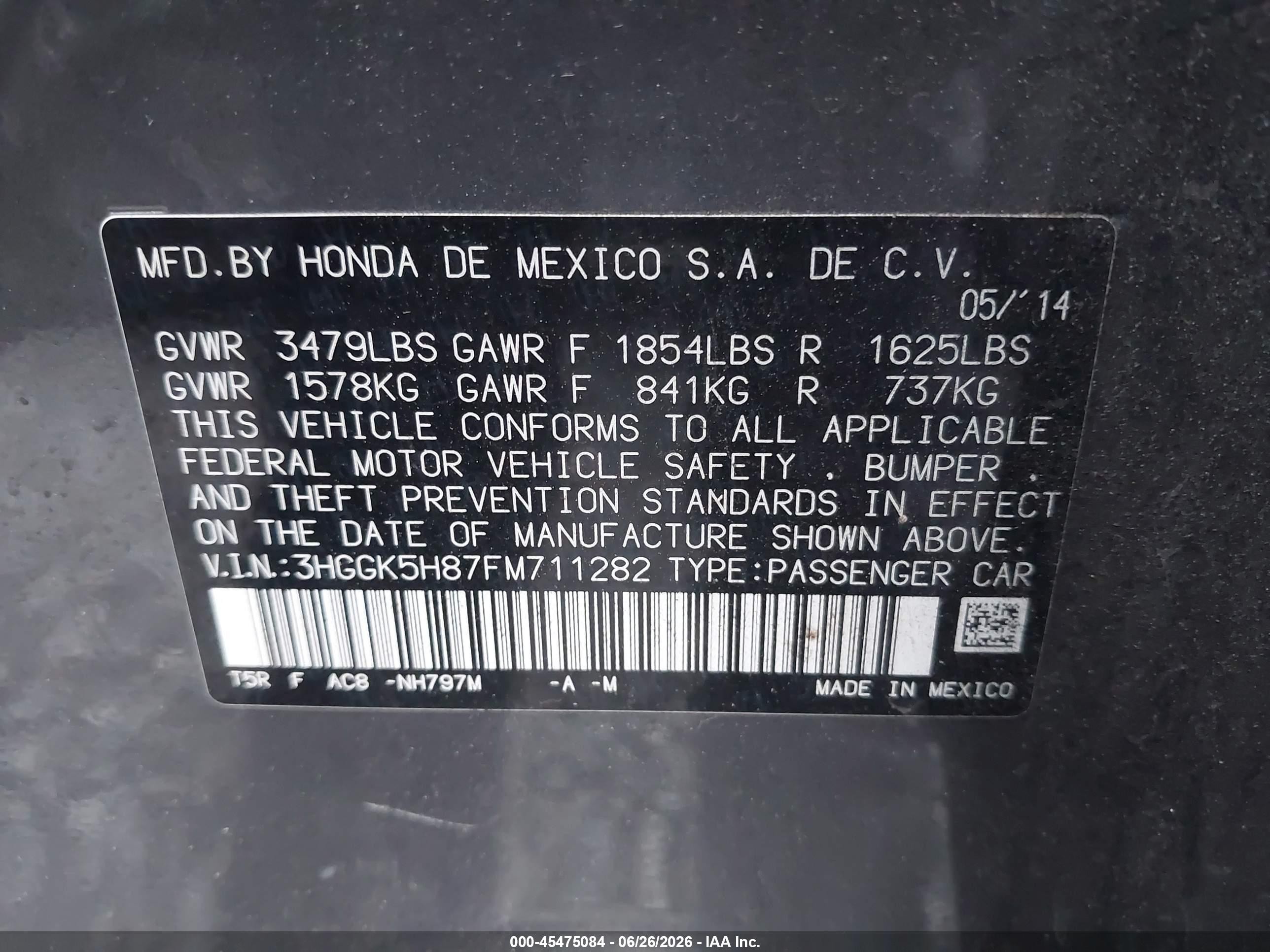 2015 Honda Fit Ex/ex-l Gray vin: 3HGGK5H87FM711282