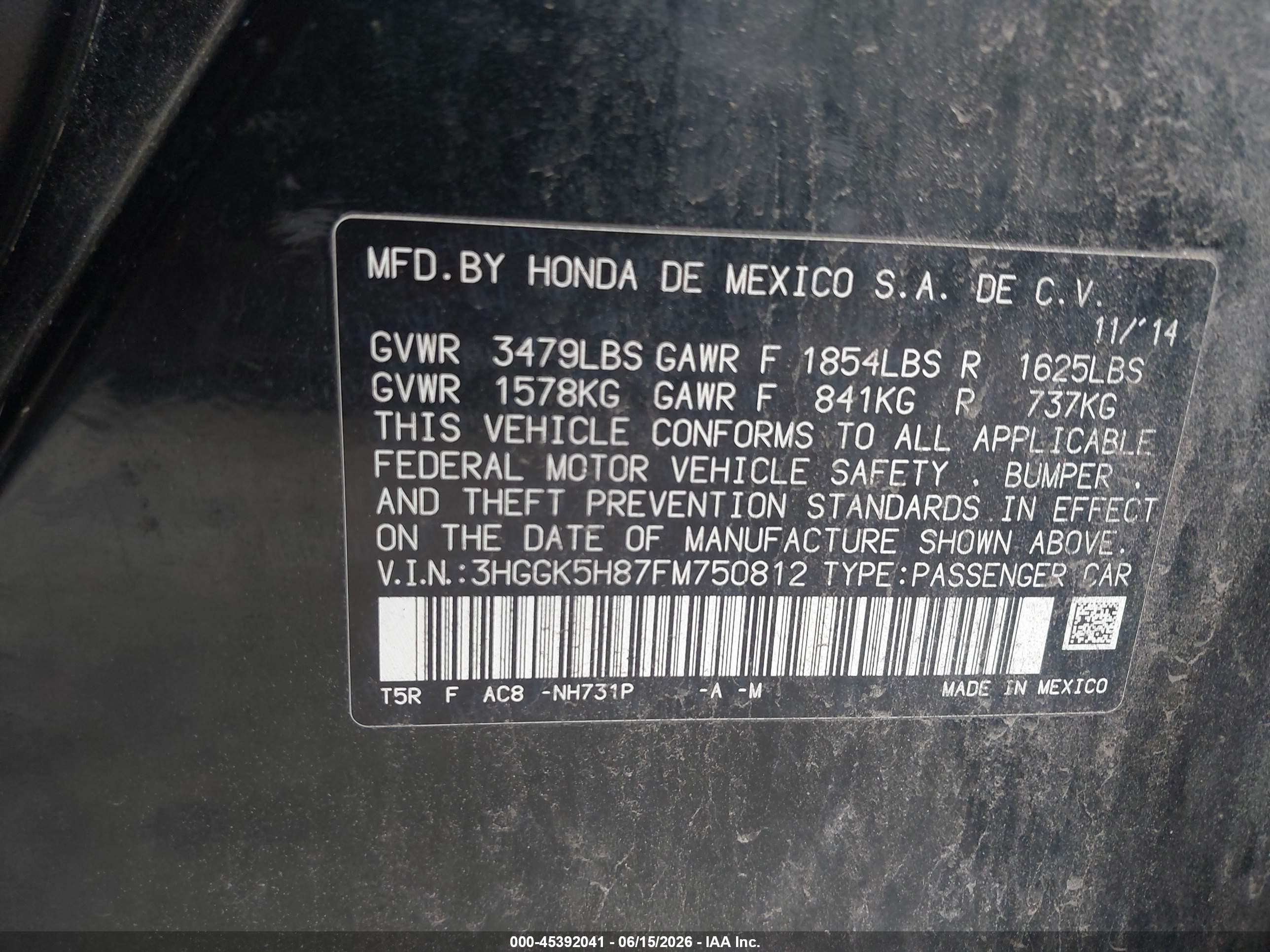 2015 Honda Fit Ex/ex-l Black vin: 3HGGK5H87FM750812