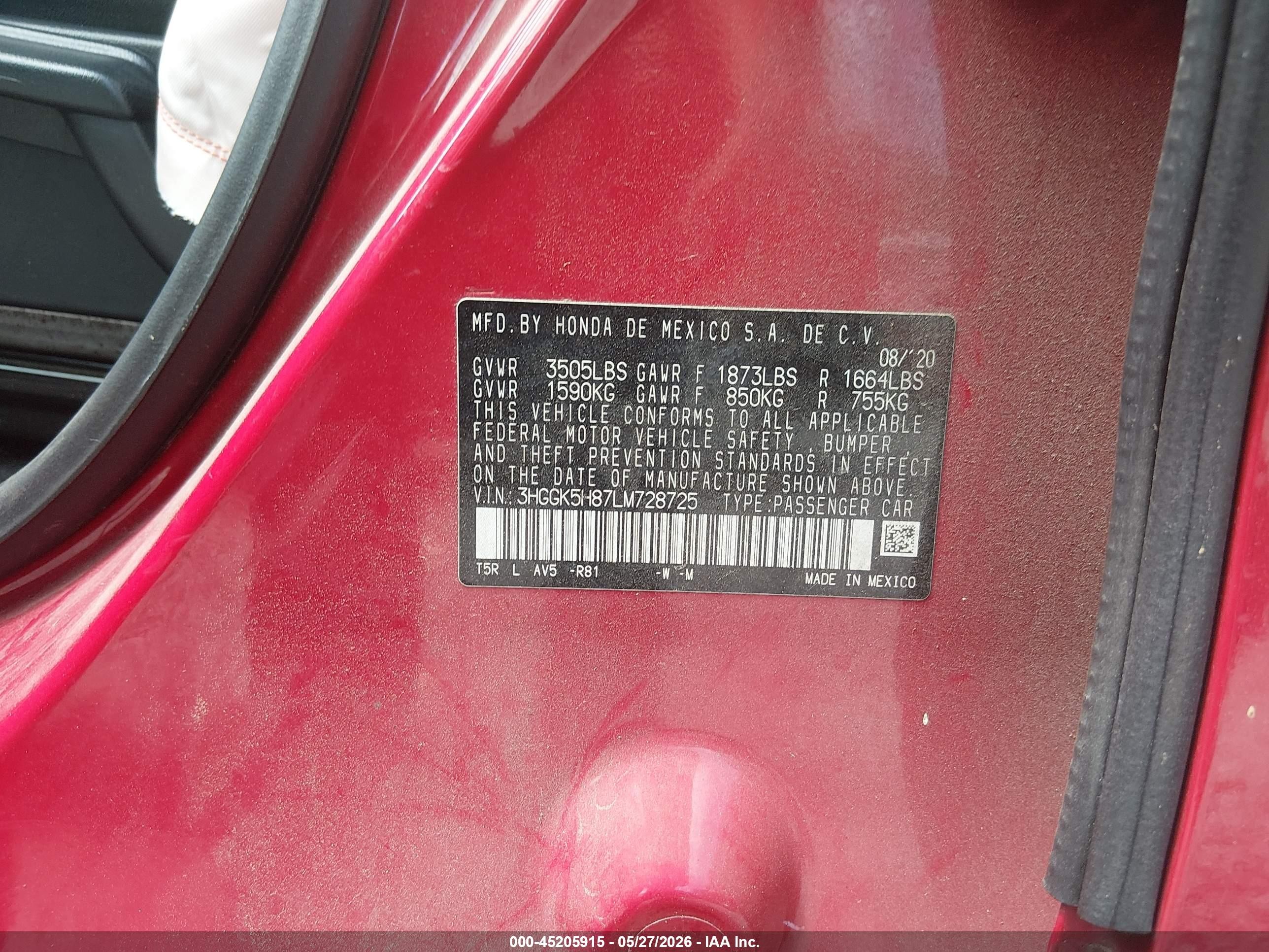 2020 Honda Fit Ex Red vin: 3HGGK5H87LM728725