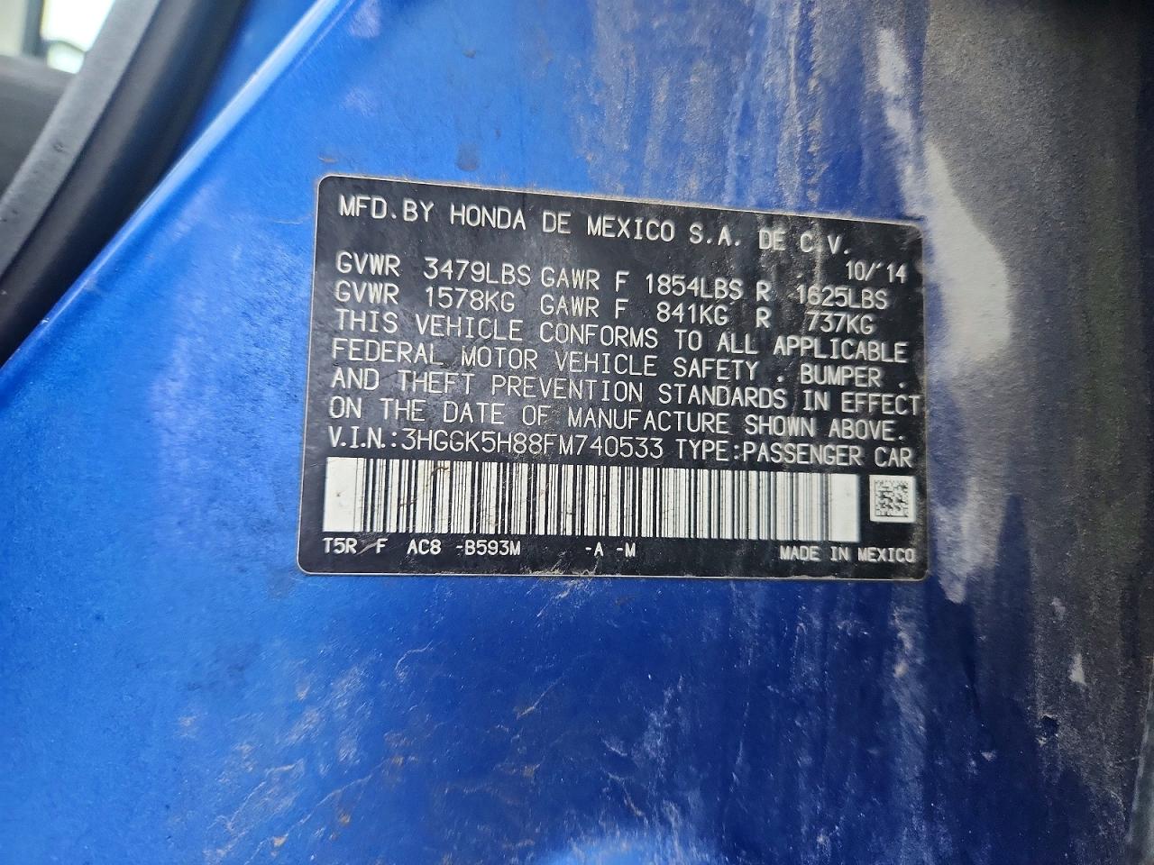 2015 Honda Fit Ex Blue vin: 3HGGK5H88FM740533