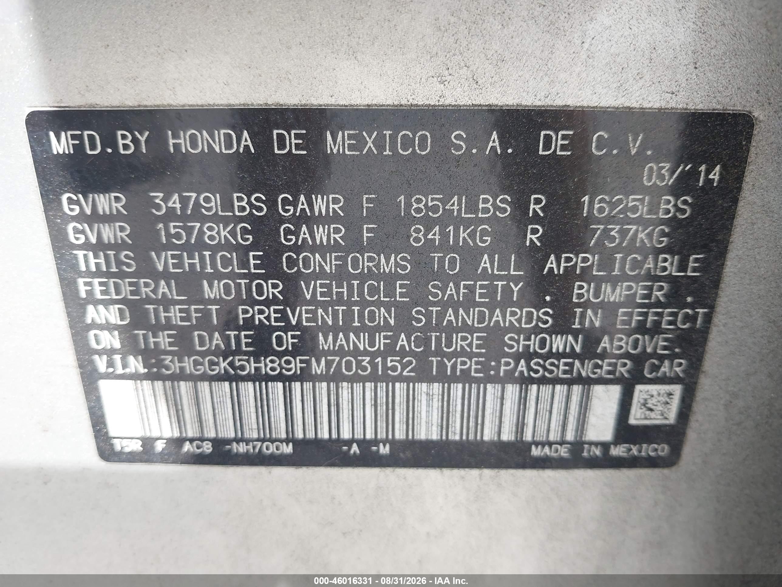 2015 Honda Fit Ex/ex-l Silver vin: 3HGGK5H89FM703152