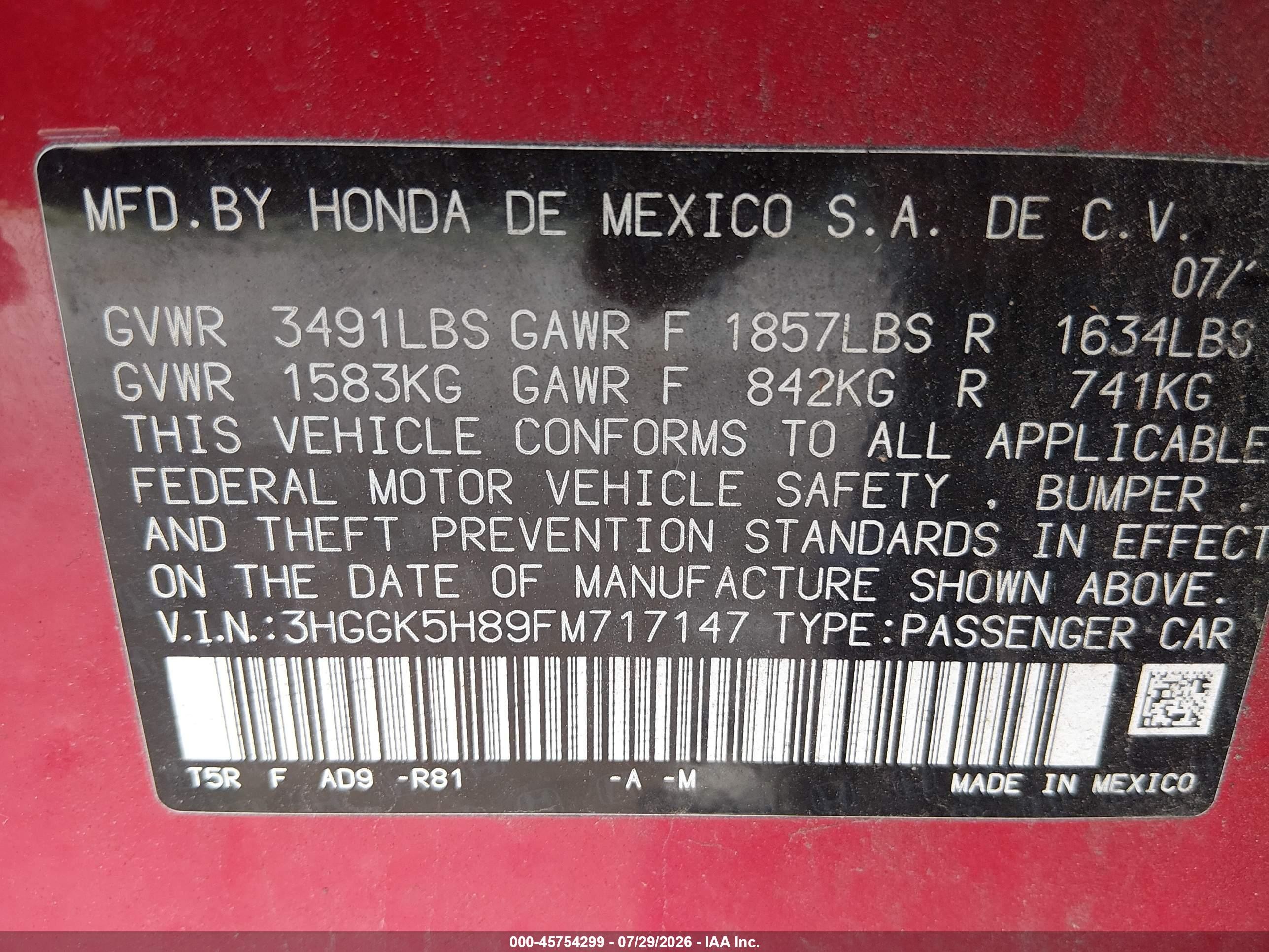 2015 Honda Fit Ex/ex-l Red vin: 3HGGK5H89FM717147