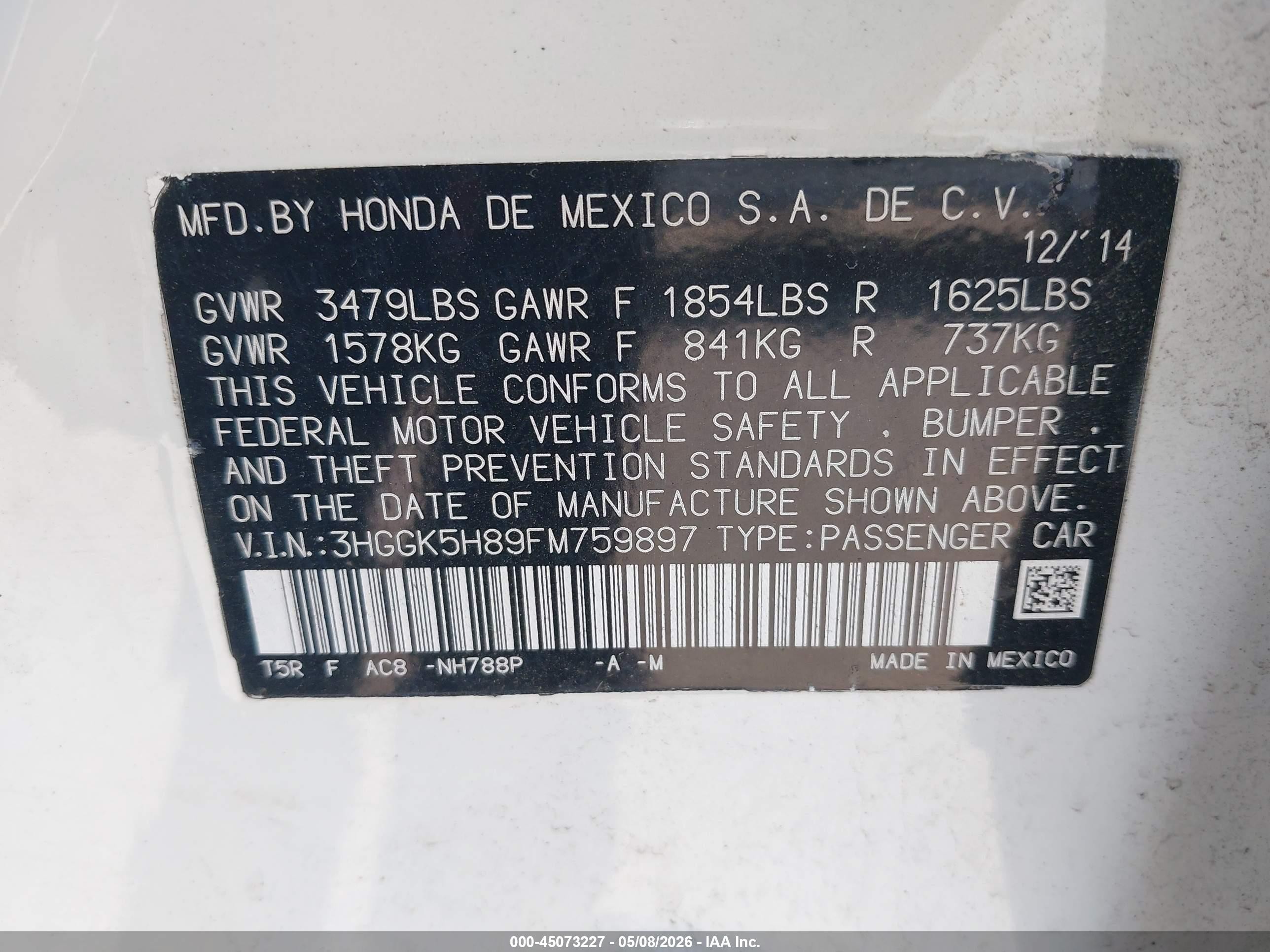 2015 Honda Fit Ex/ex-l Белый vin: 3HGGK5H89FM759897