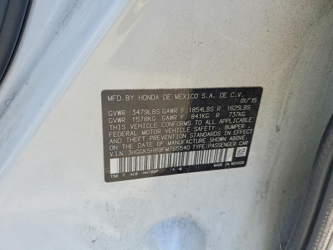 2015 Honda Fit Ex White vin: 3HGGK5H89FM765540