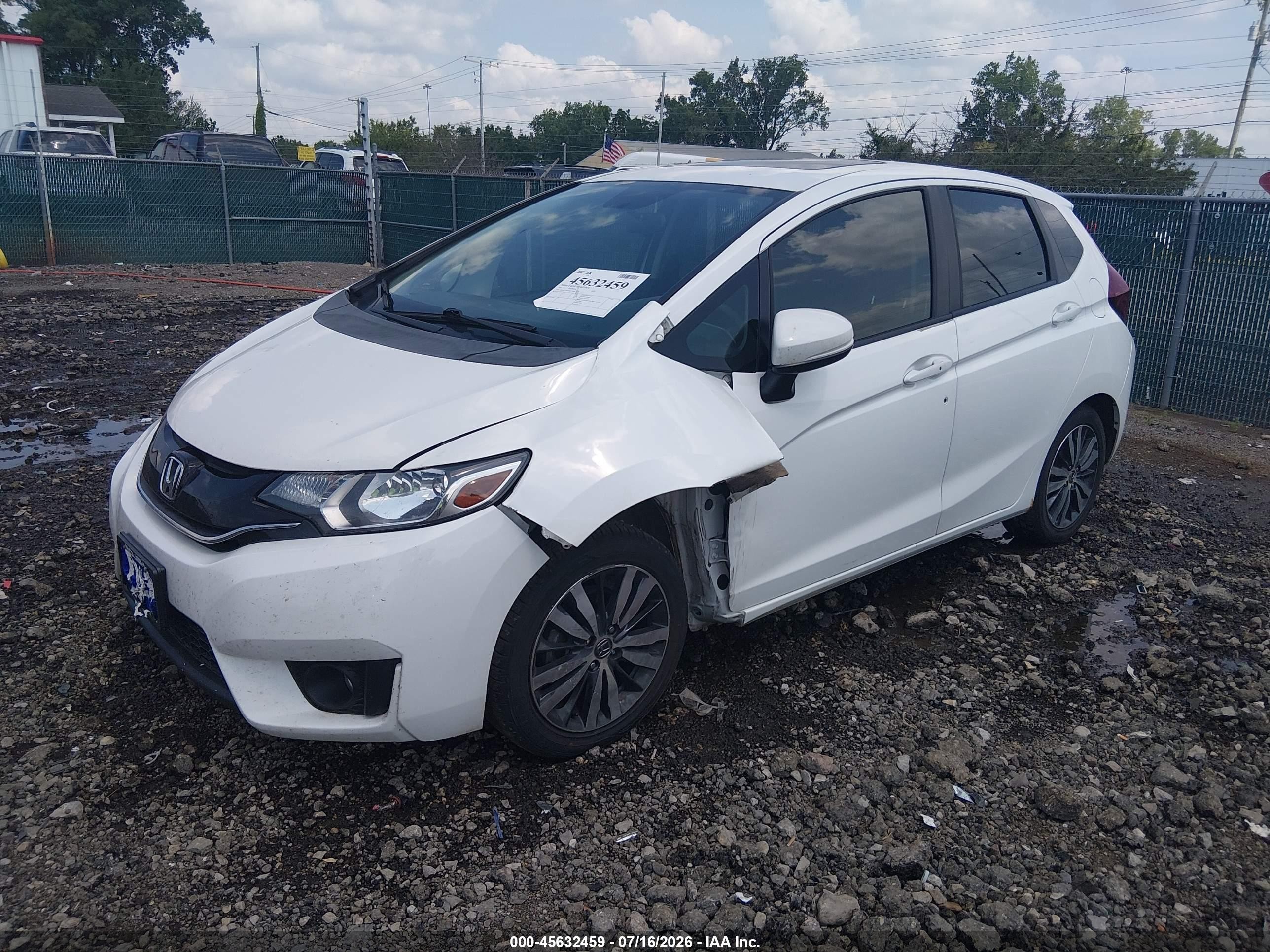 2015 Honda Fit Ex/ex-l White vin: 3HGGK5H89FM774366
