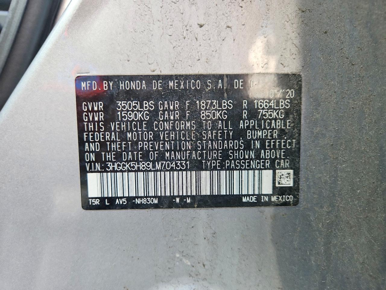 2020 Honda Fit Ex Серебряный vin: 3HGGK5H89LM704331