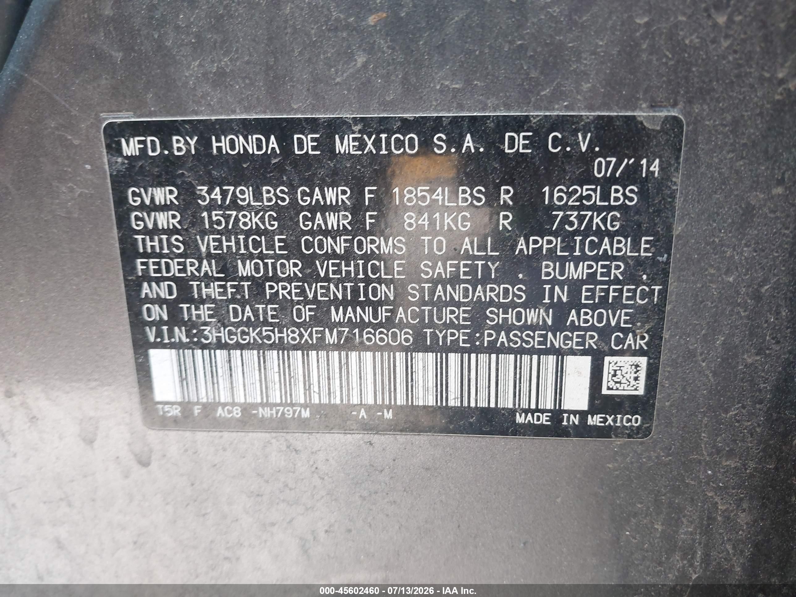 2015 Honda Fit Ex/ex-l Gray vin: 3HGGK5H8XFM716606