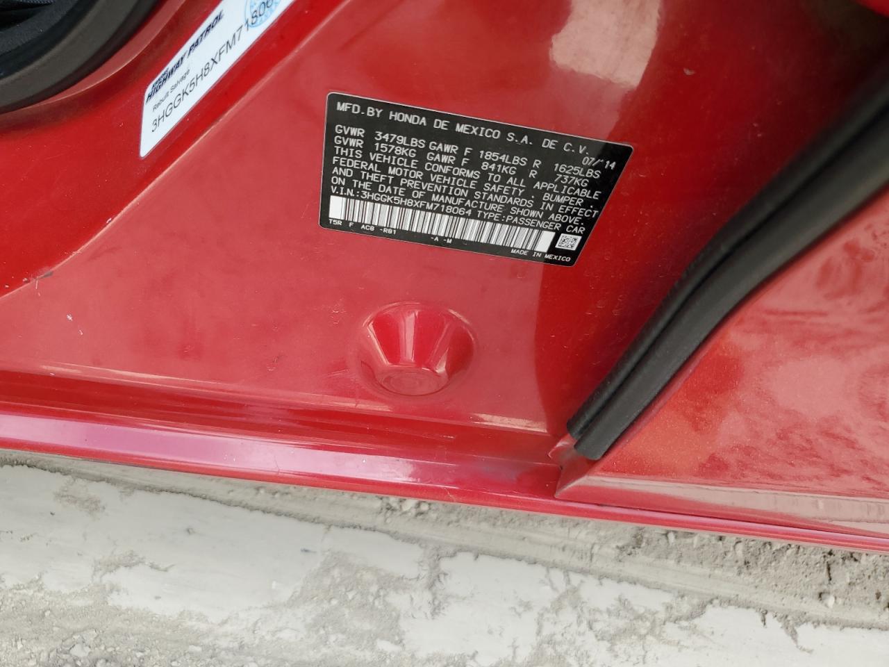 2015 Honda Fit Ex Red vin: 3HGGK5H8XFM718064