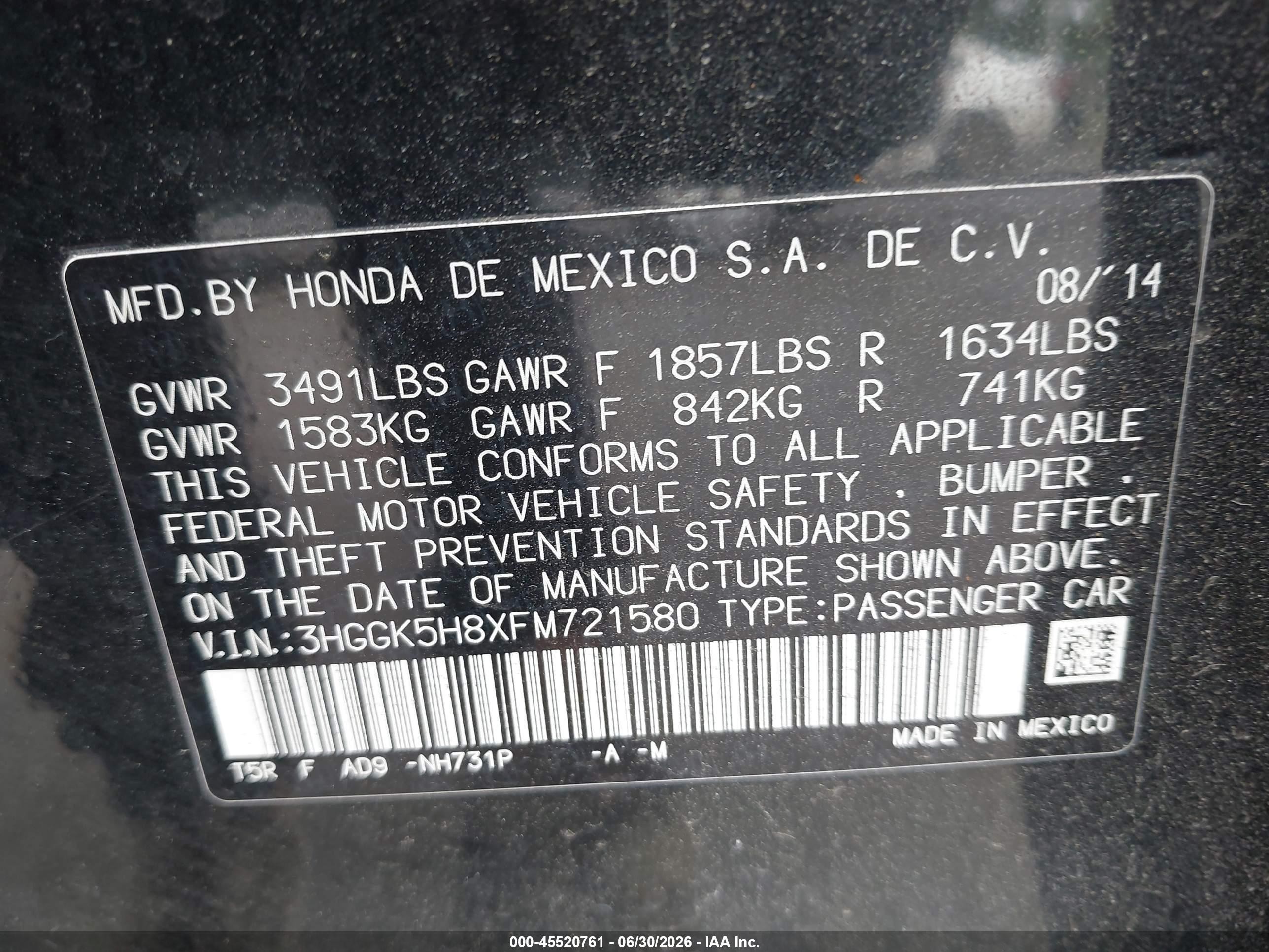 2015 Honda Fit Ex/ex-l Black vin: 3HGGK5H8XFM721580