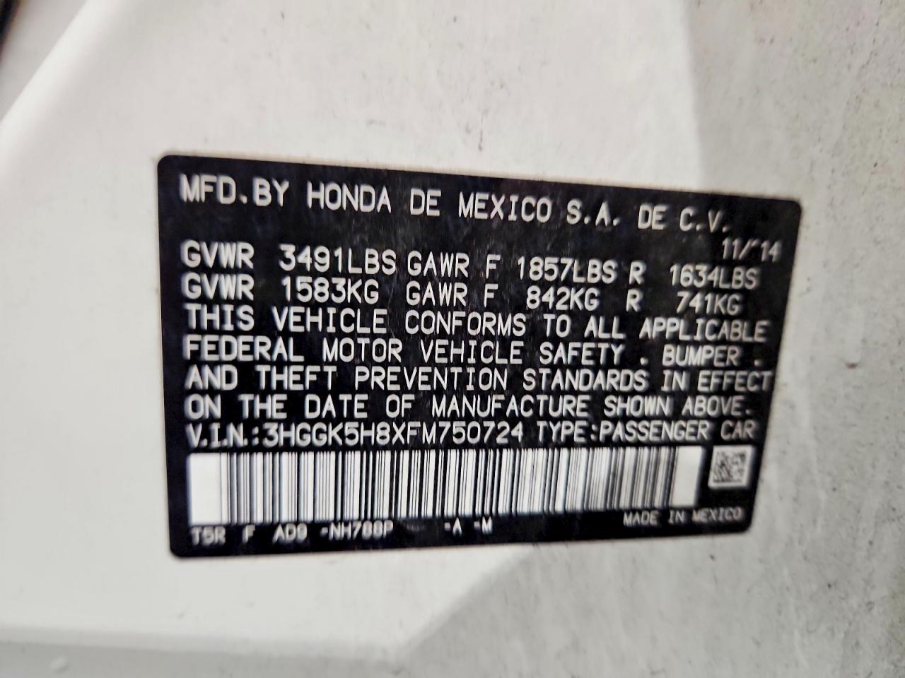 2015 Honda Fit Ex White vin: 3HGGK5H8XFM750724