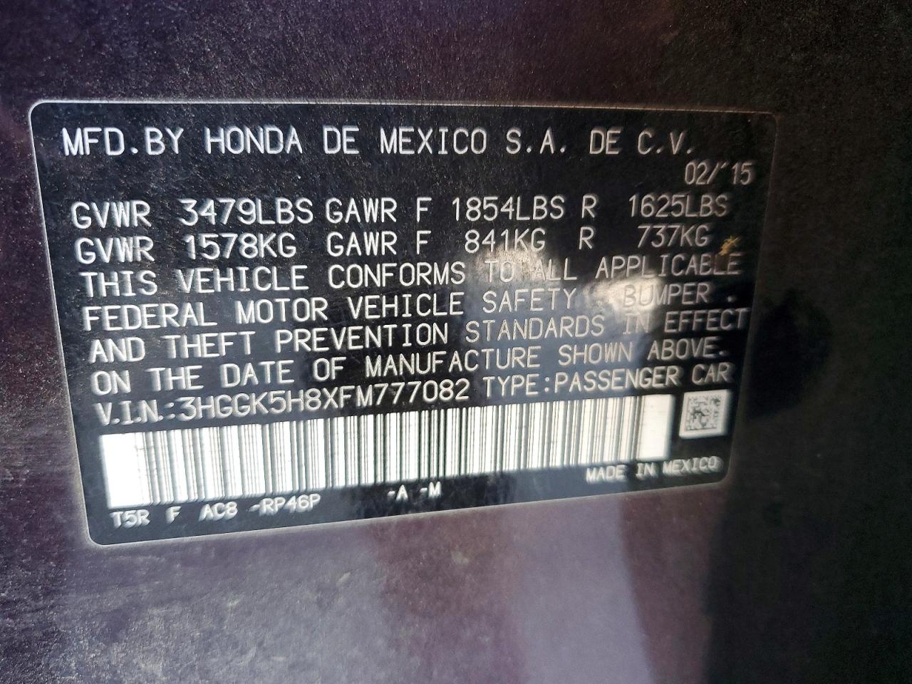 2015 Honda Fit Ex Purple vin: 3HGGK5H8XFM777082