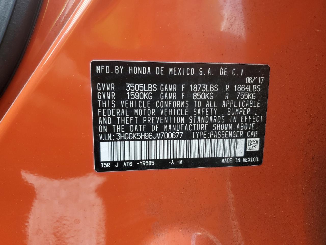 2018 Honda Fit Ex Orange vin: 3HGGK5H96JM700677